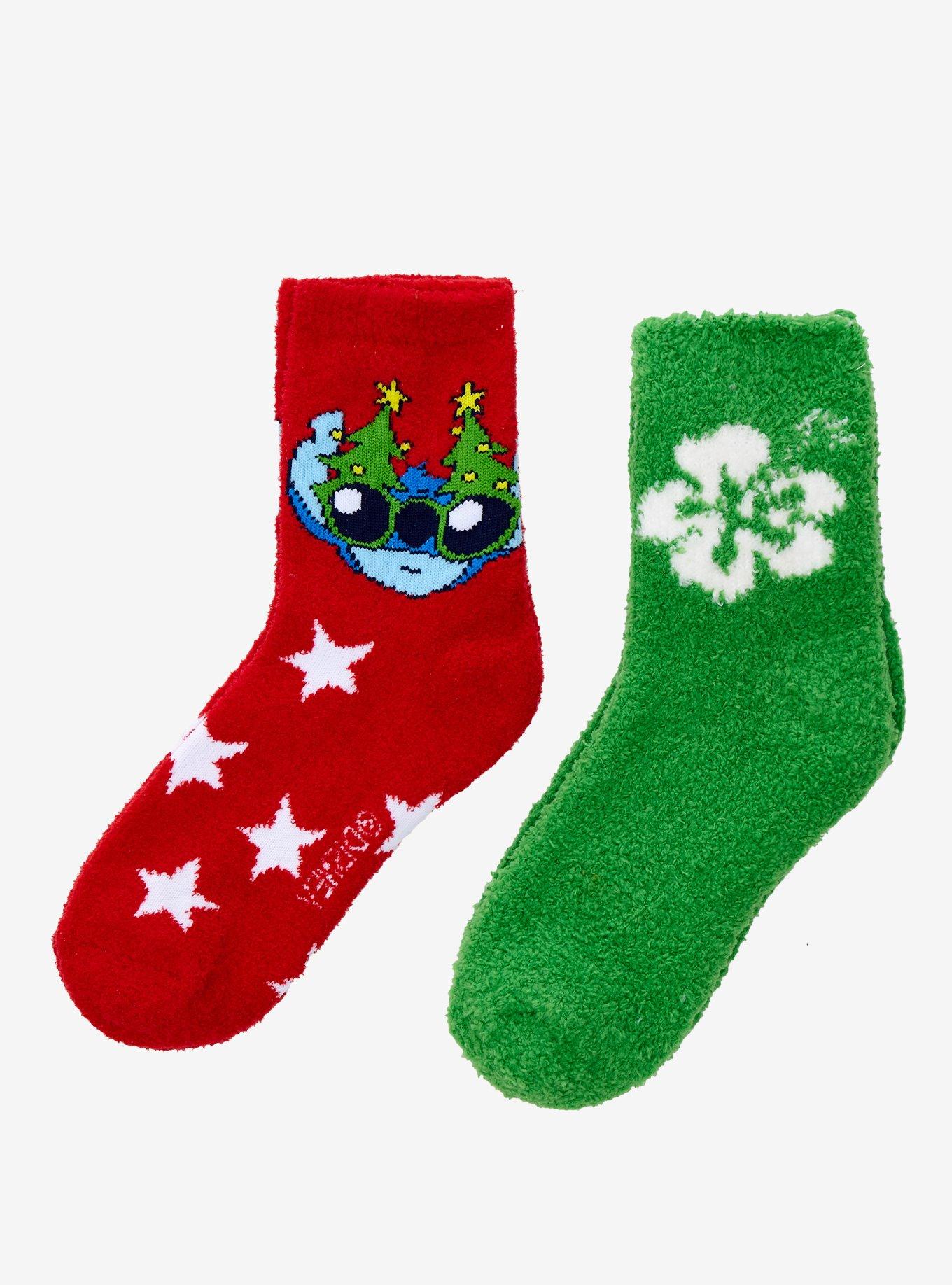 Disney Stitch Christmas Fuzzy Socks 2 Pair, , alternate