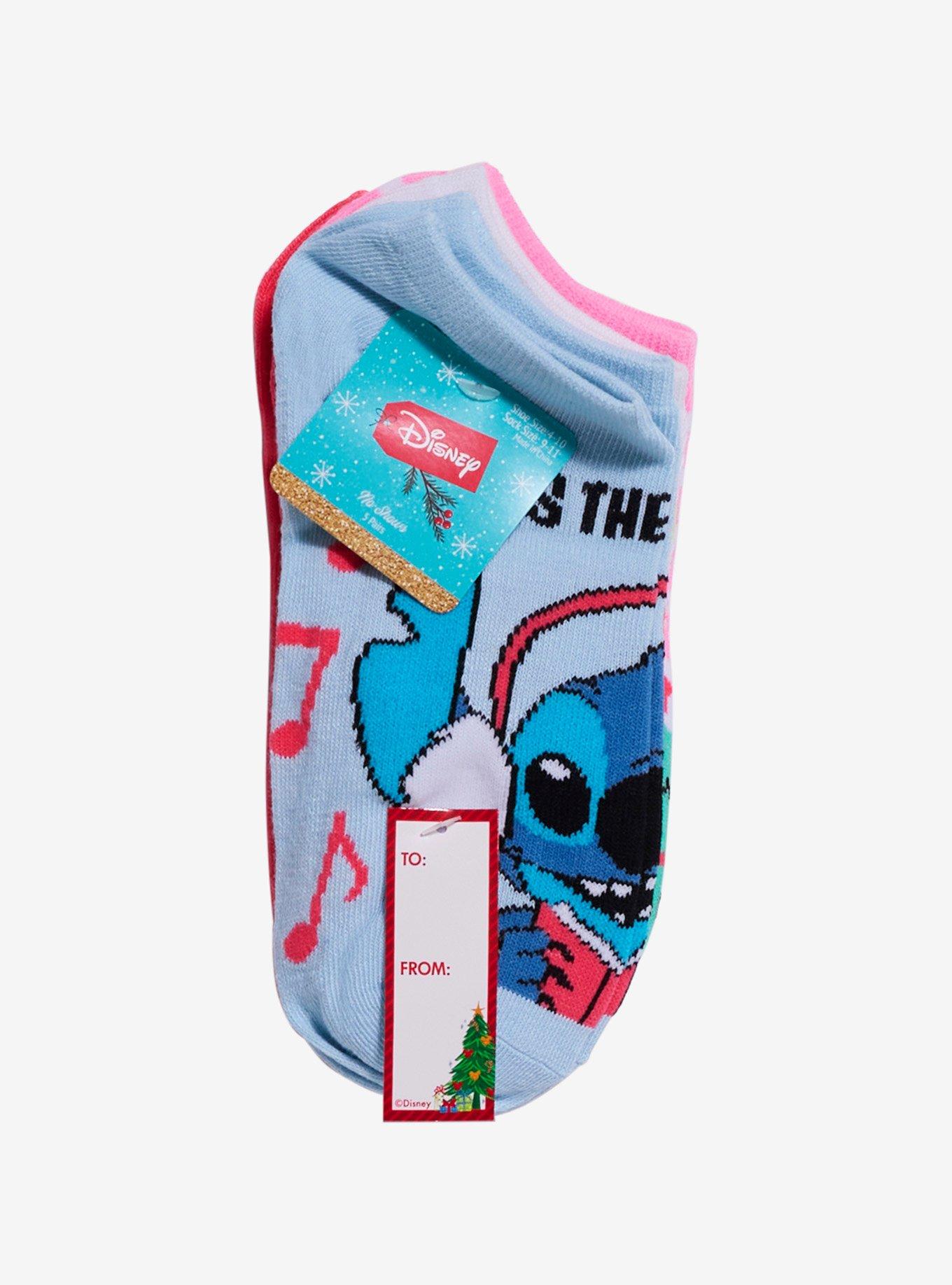 Disney Stitch Christmas No-Show Socks 5 Pair, , alternate