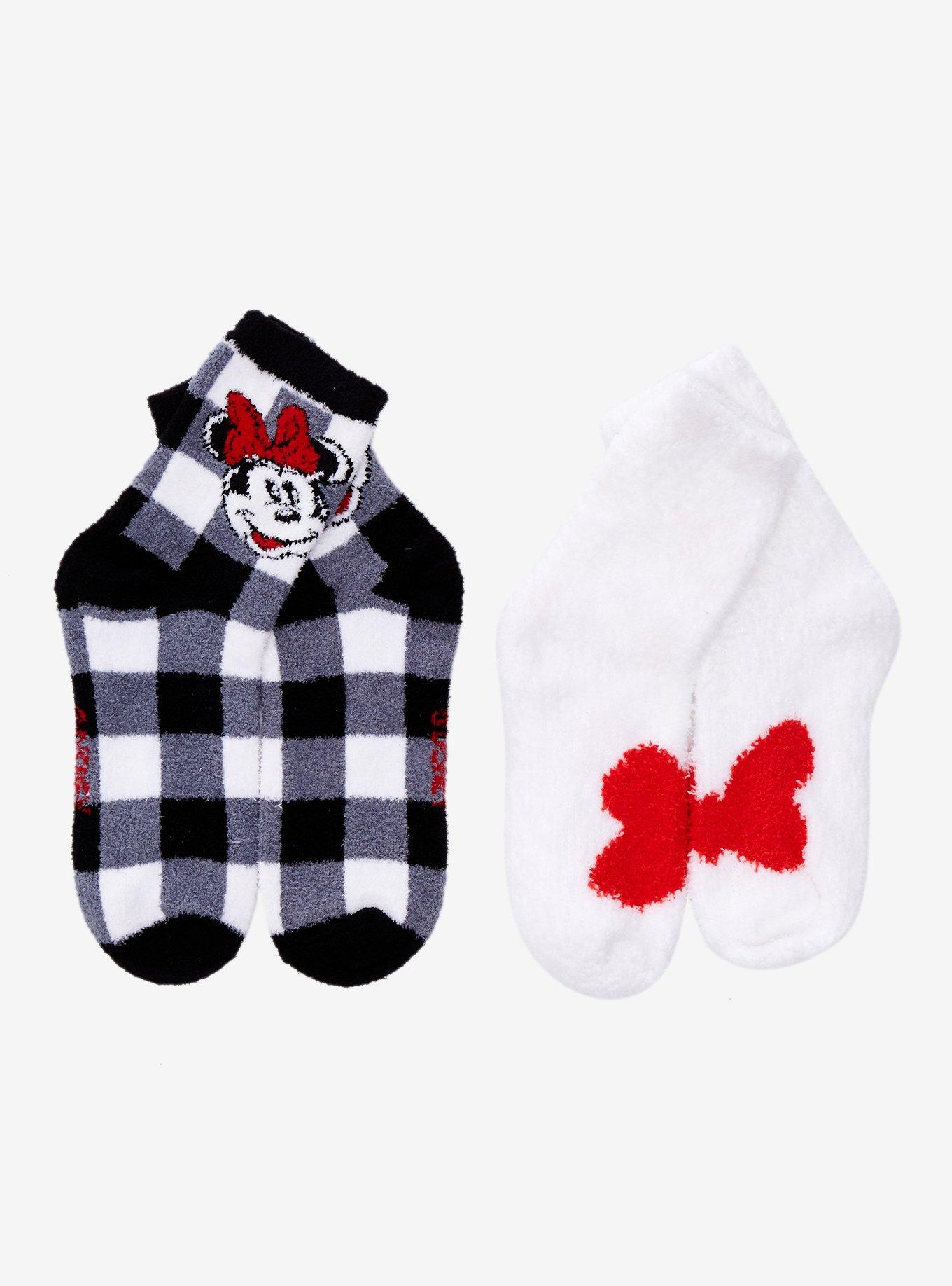 Disney Minnie Mouse Bow Gingham Cozy Socks 2 Pair, , hi-res