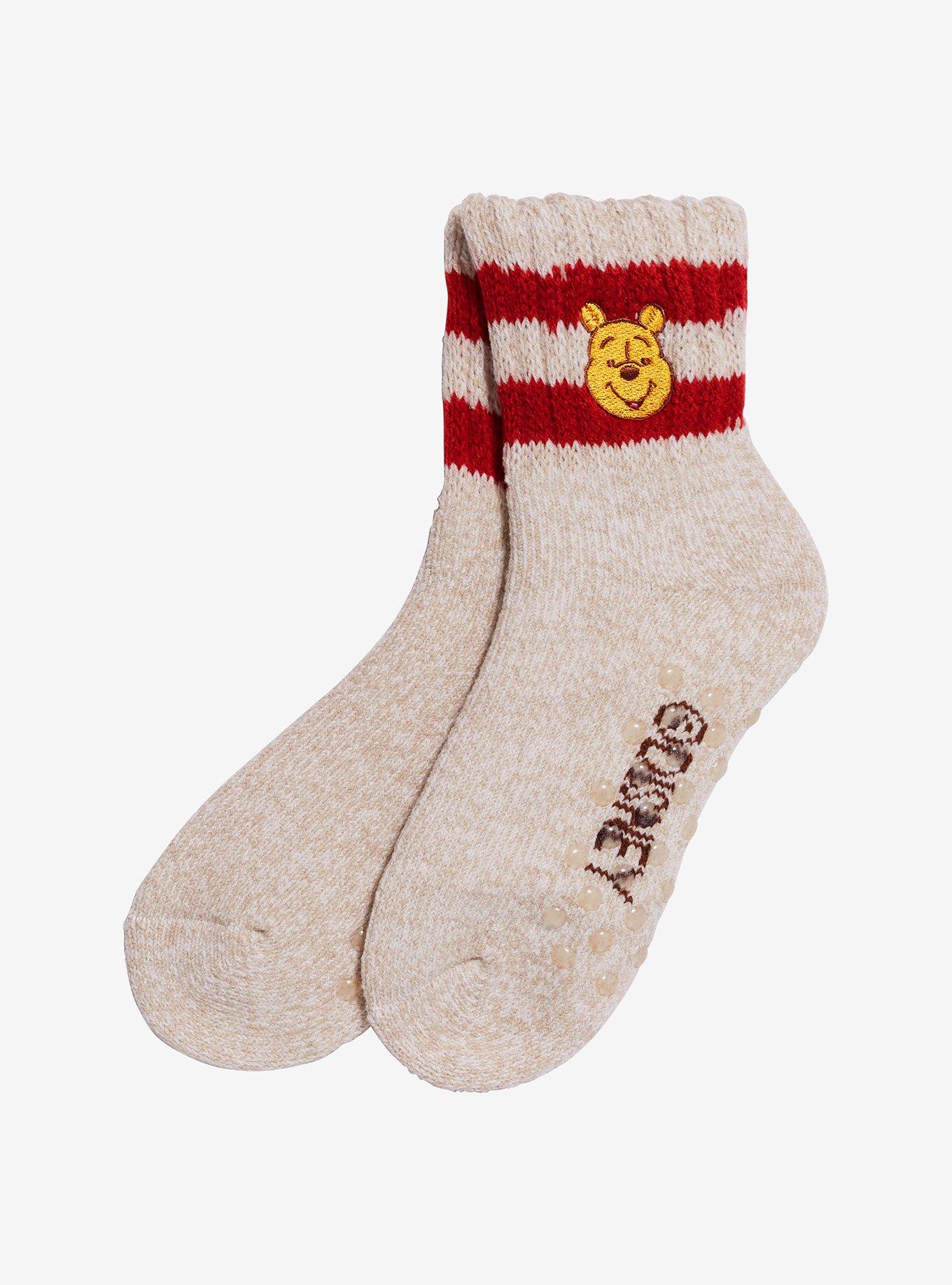 Disney Winnie The Pooh Varsity Stripe Cozy Slipper Socks, , hi-res