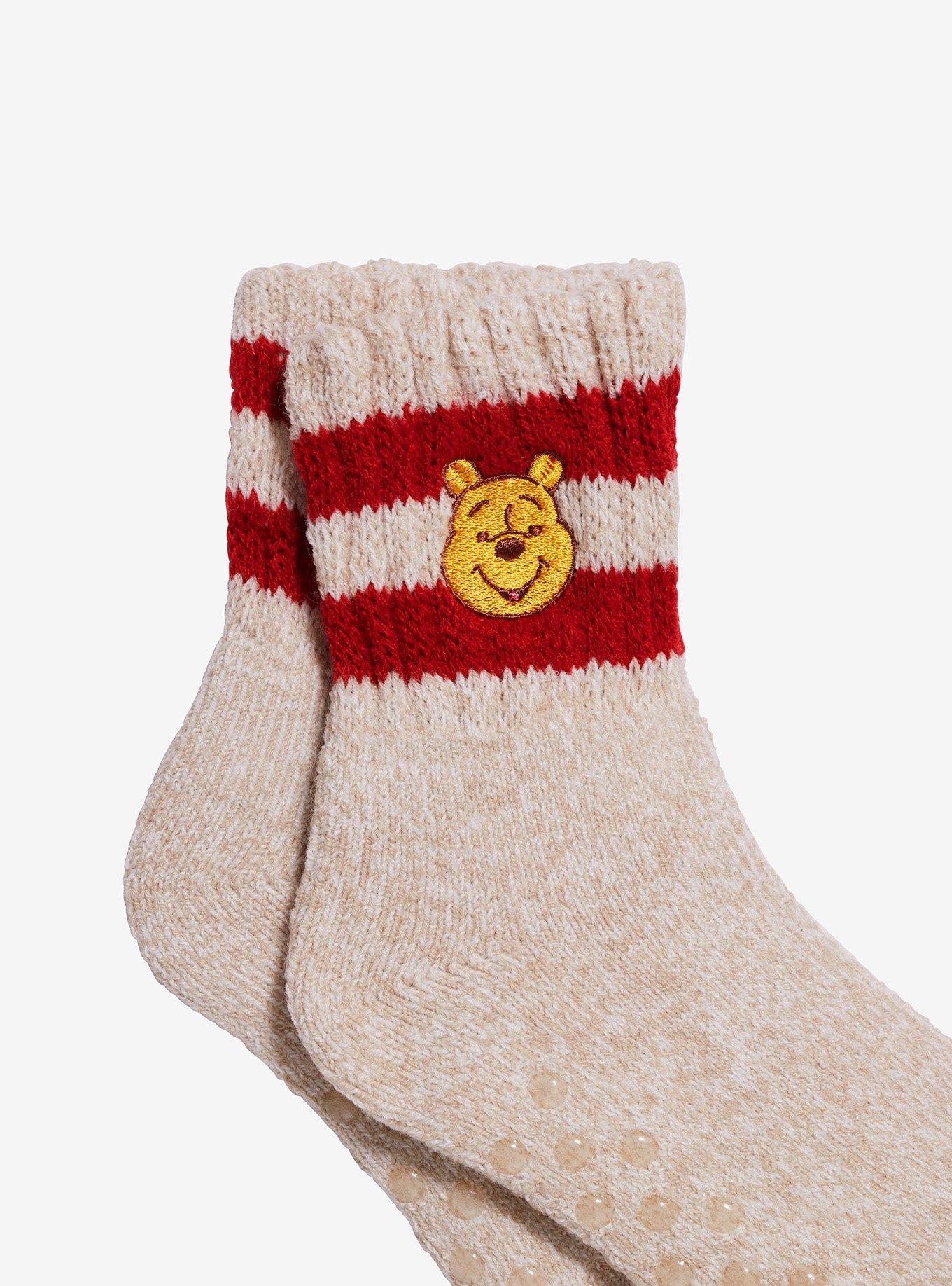 Disney Winnie The Pooh Varsity Stripe Cozy Slipper Socks, , alternate