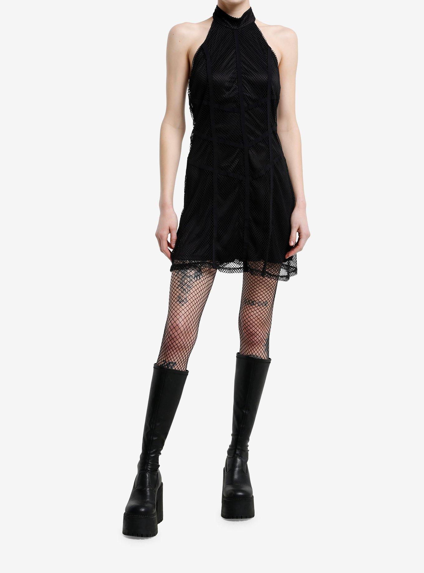 Cosmic Aura Fishnet Halter Dress, , hi-res