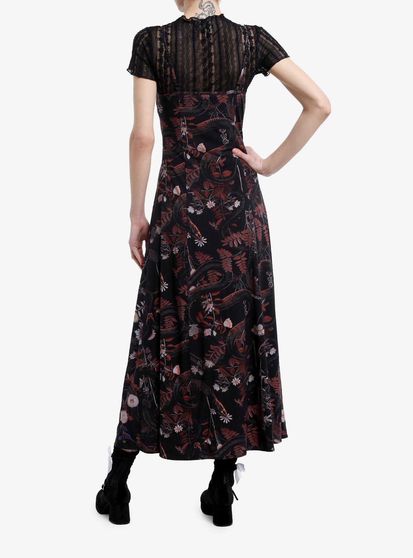 Cosmic Aura Snakes & Dark Flowers Twofer Slip Dress, PURPLE, alternate