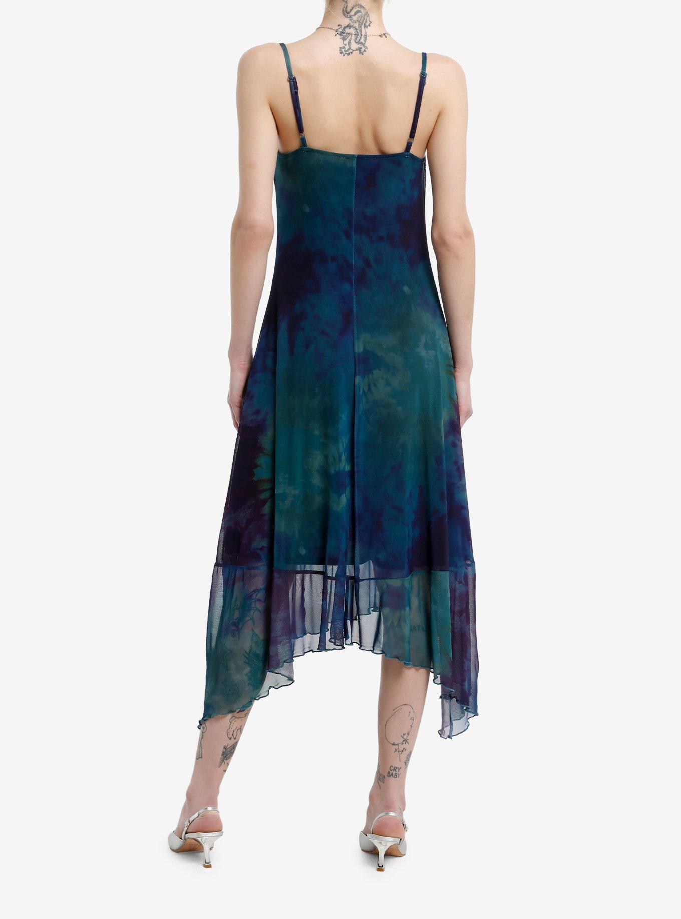 Cosmic Aura Purple & Blue Watercolor Slip Dress, PURPLE, alternate