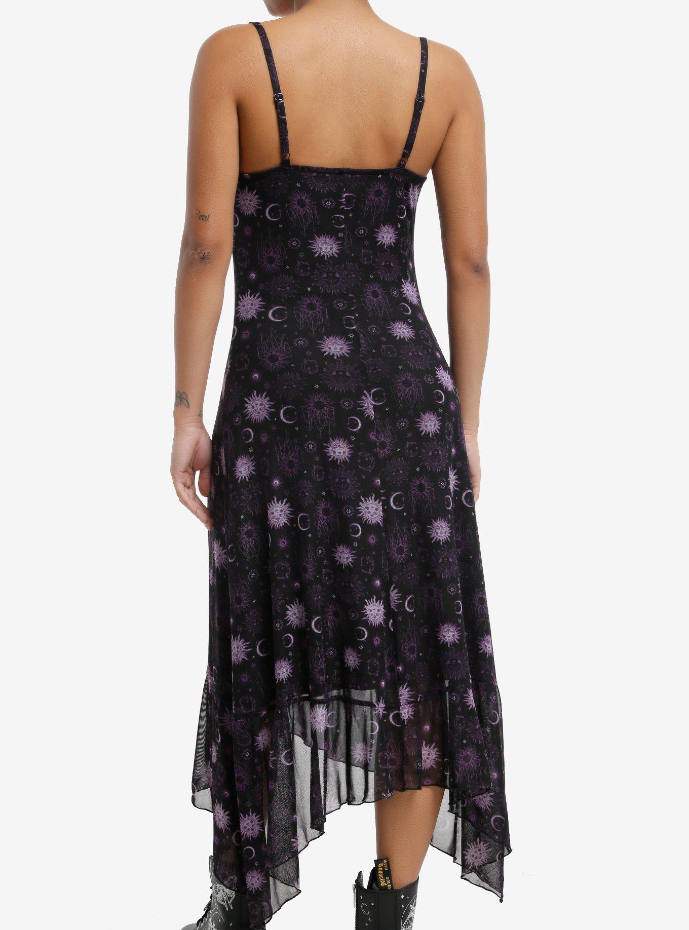 Cosmic Aura Purple Celestial Maxi Slip Dress, , hi-res