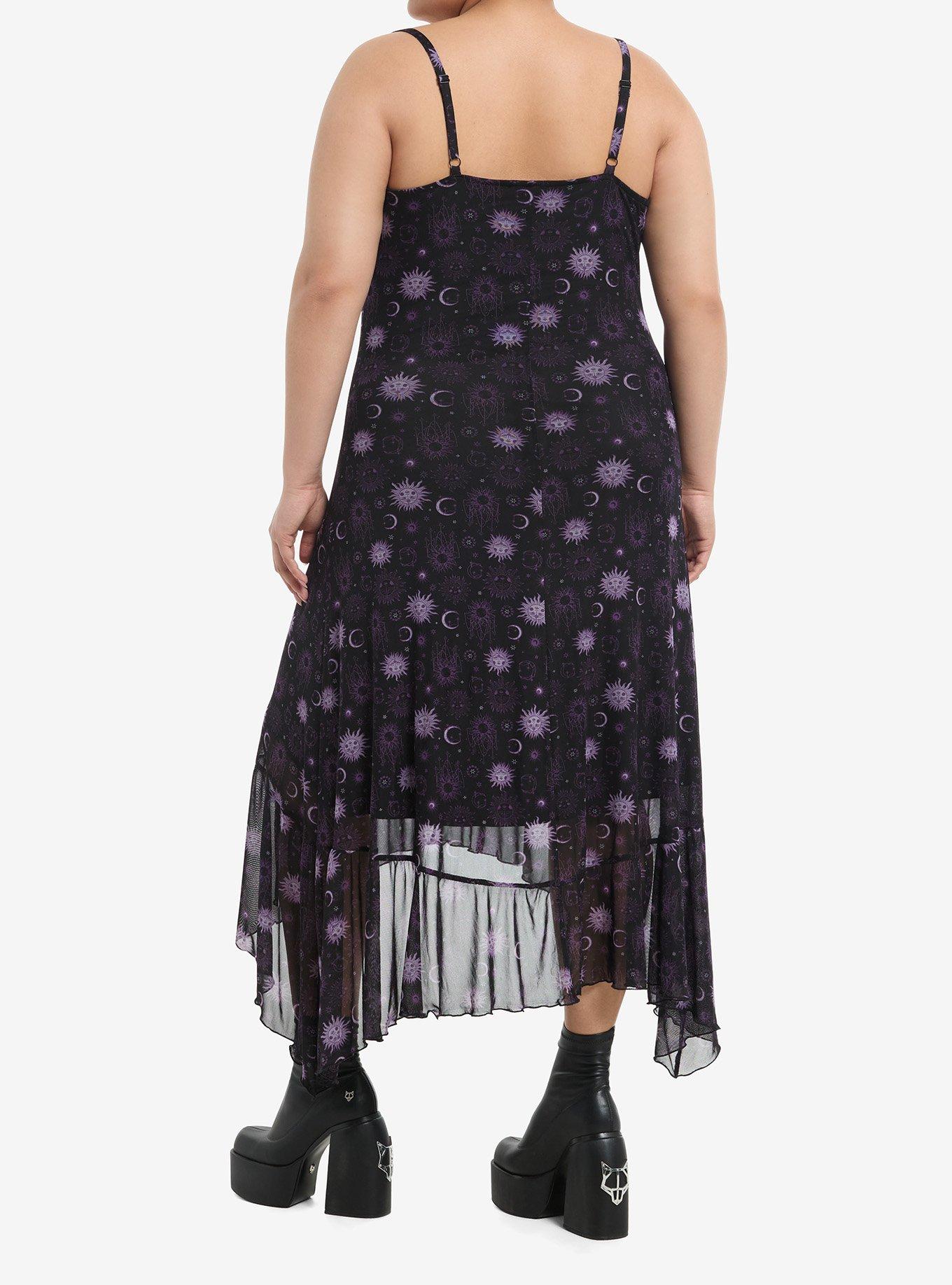 Cosmic Aura Purple Celestial Maxi Slip Dress Plus Size, PURPLE, alternate