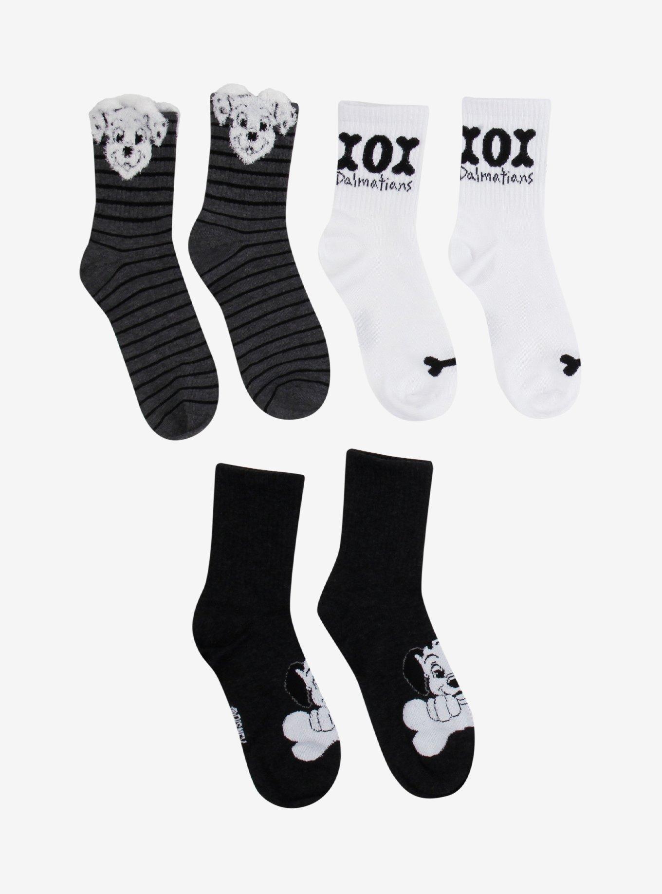 Disney 101 Dalmatians Black & White Crew Socks 3 Pair, , hi-res