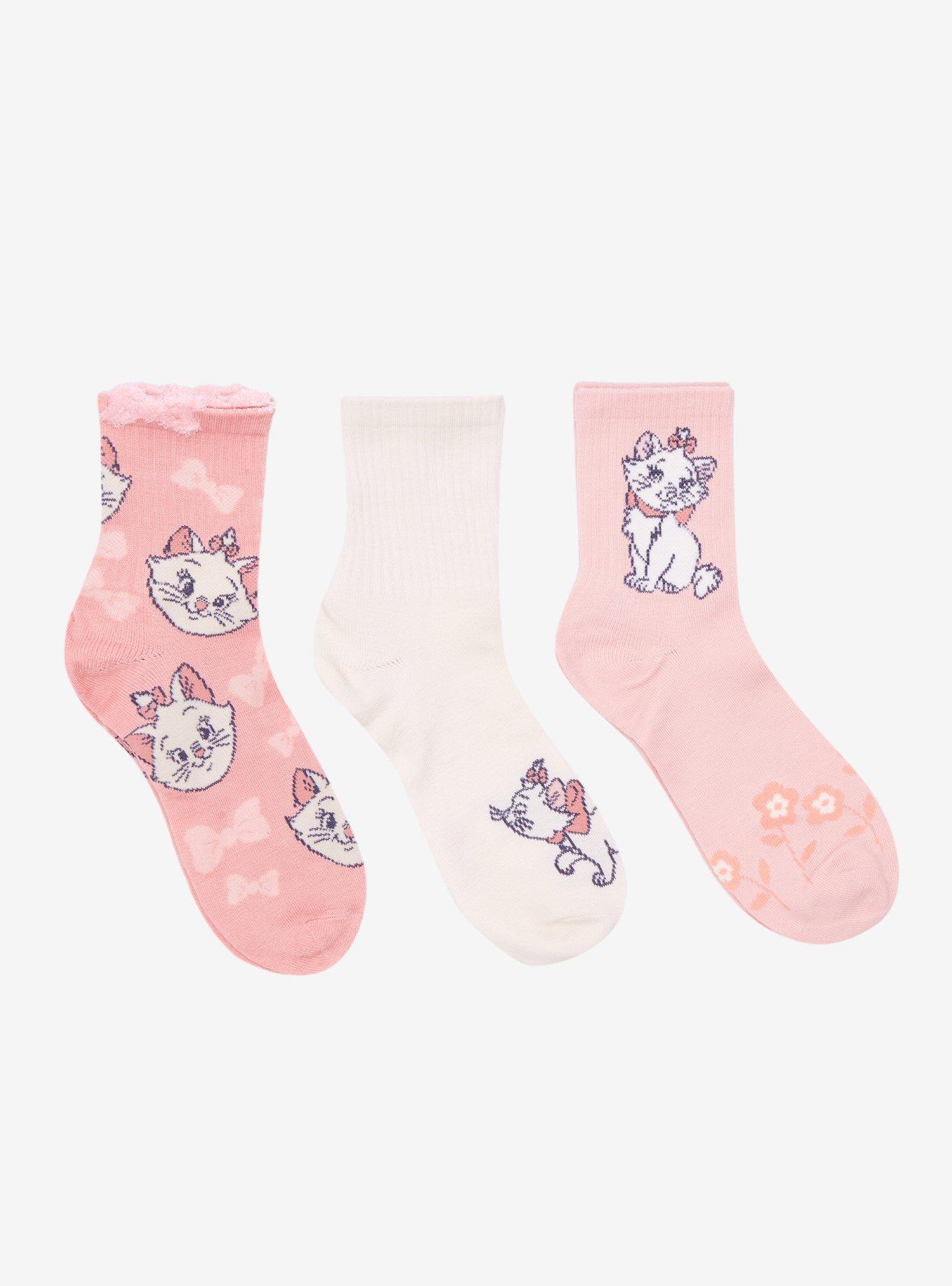 Disney The Aristocats Marie Bows Flowers Crew Socks 3 Pair, , alternate