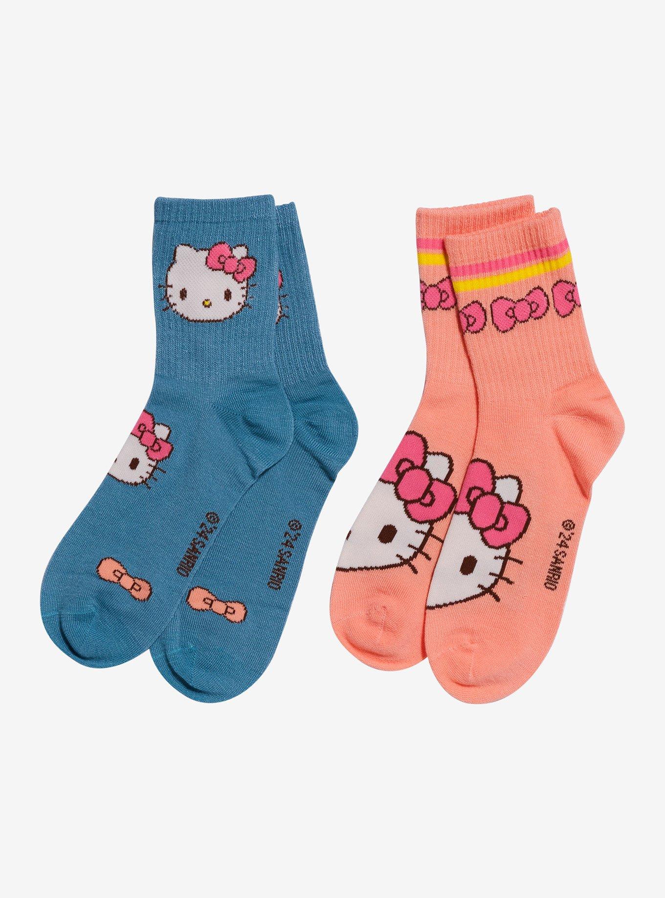 Hello Kitty Bows Ribbed Crew Socks 2 Pair, , hi-res