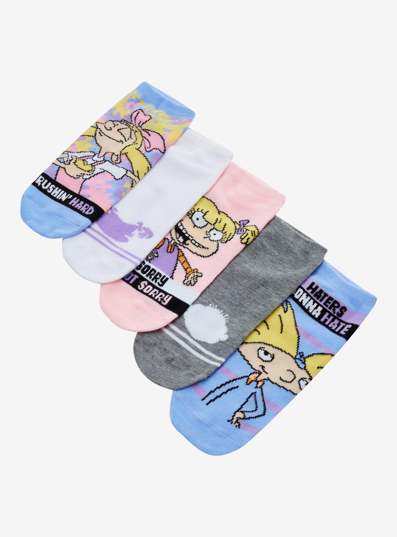 Nickelodeon '90s Characters No-Show Socks 5 Pair, , hi-res