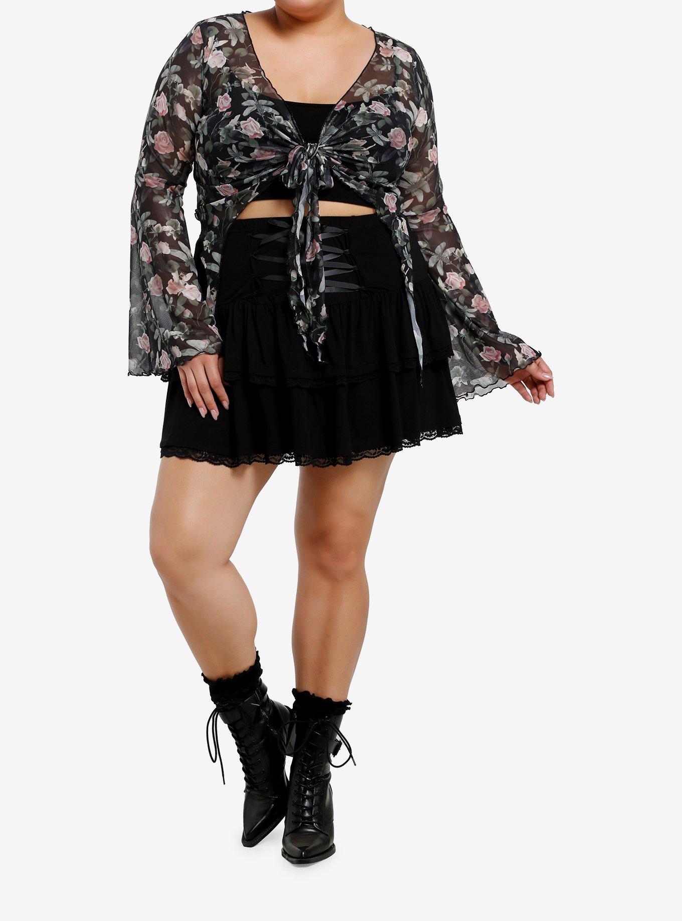 Thorn & Fable Fairy Rose Bell Sleeve Girls Crop Shrug Plus Size, , hi-res