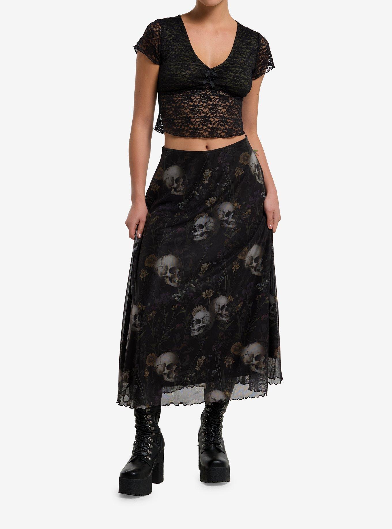 Cosmic Aura Olive & Black Lace Girls Baby Top, , hi-res