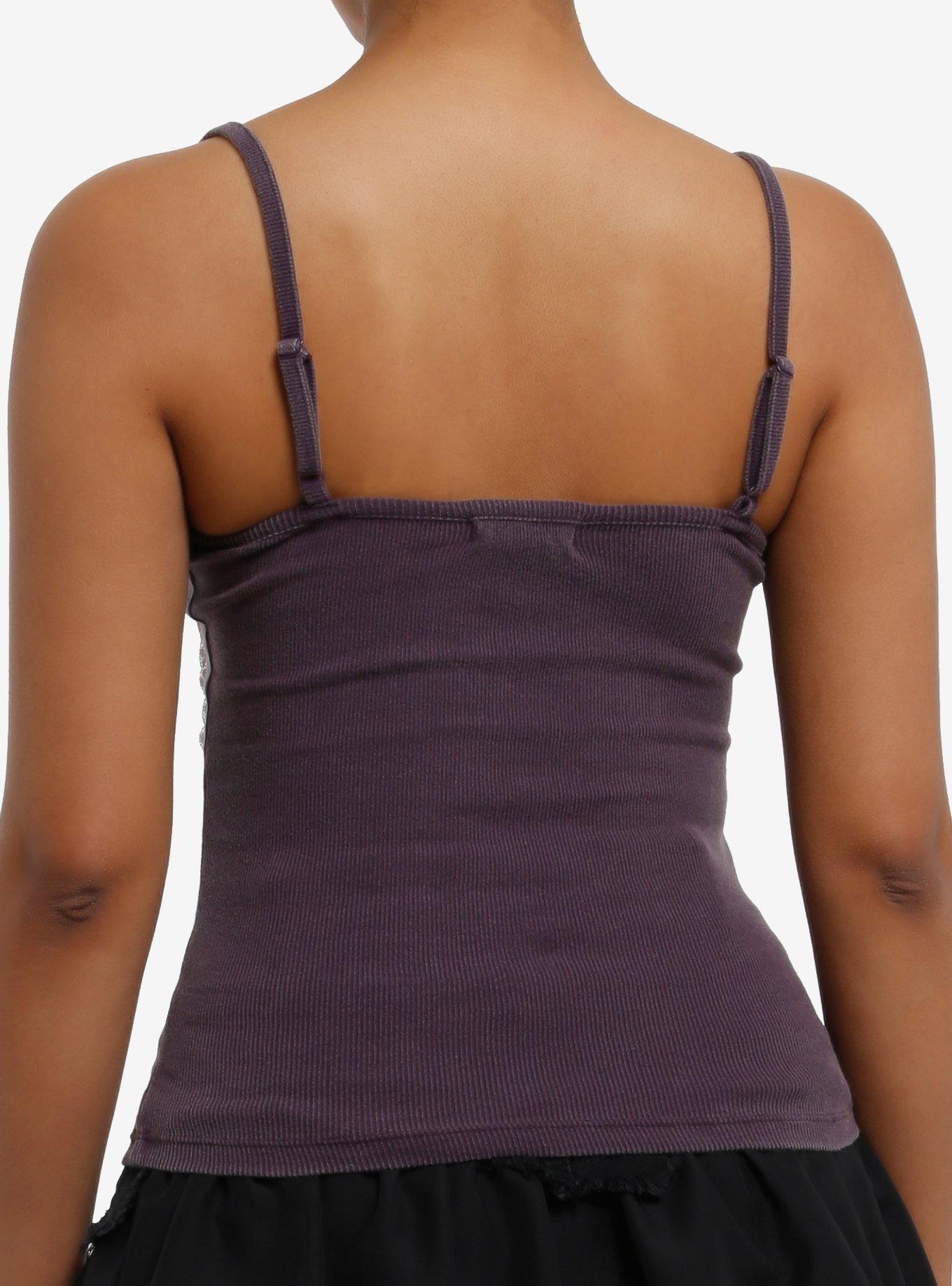 Thorn & Fable Purple & Cream Lace Girls Tank Top, CREAM, alternate