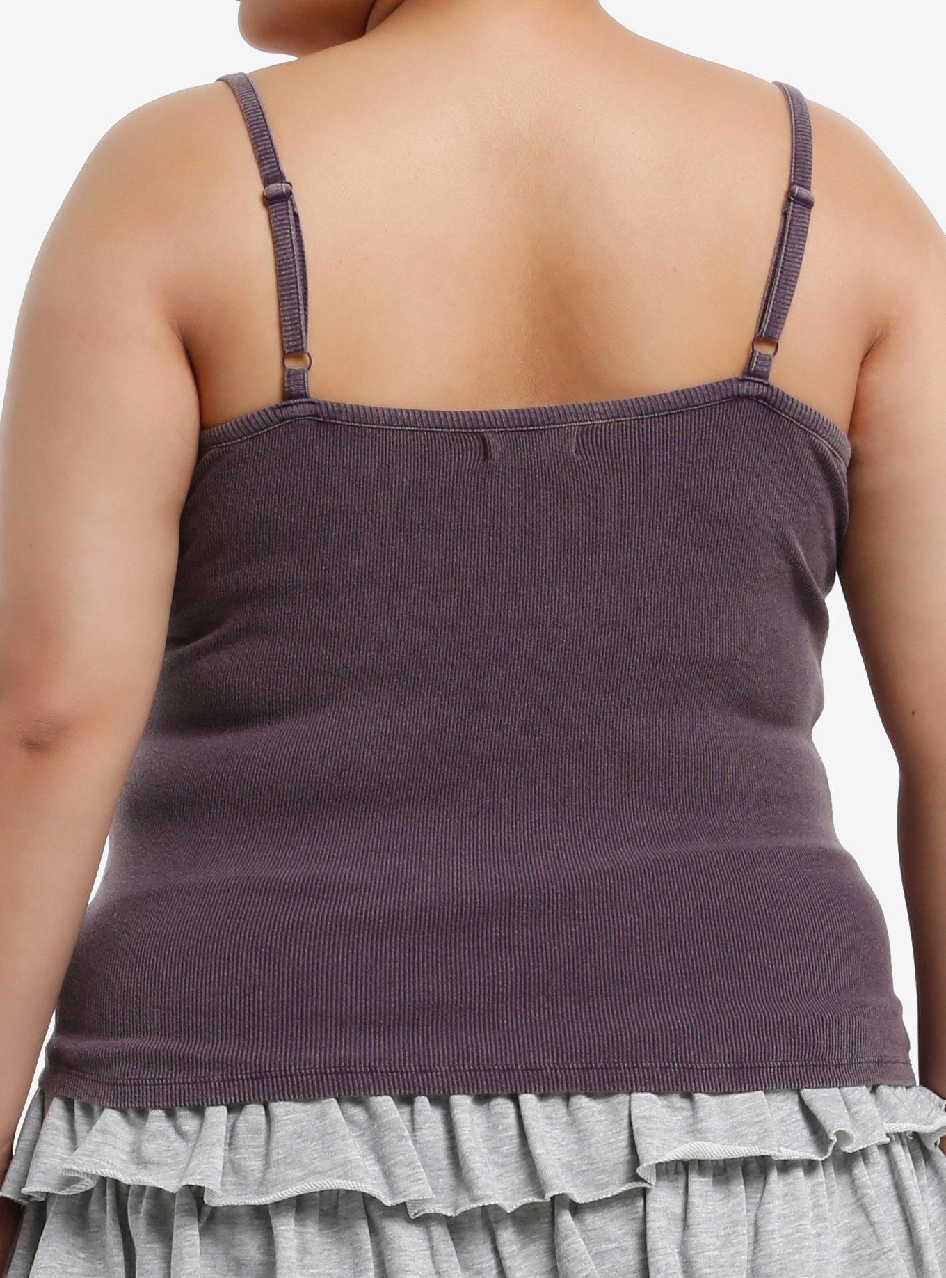 Thorn & Fable Purple & Cream Lace Girls Tank Top Plus Size, CREAM, alternate