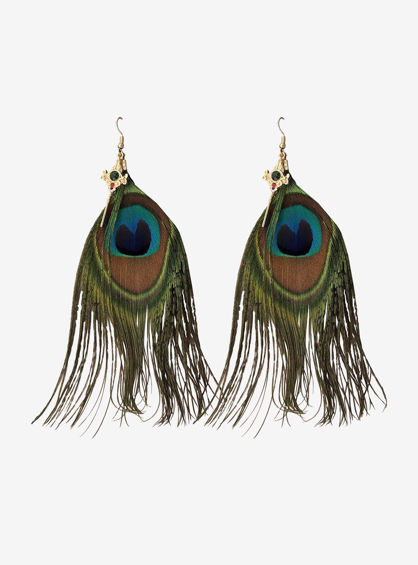 Her Universe Studio Ghibli® Howl's Moving Castle Scepter Peacock Feather Earrings, , hi-res