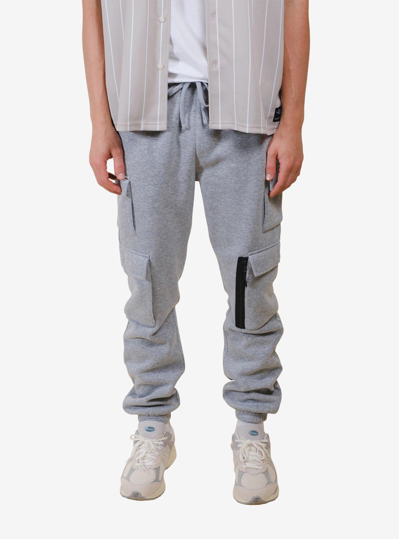 Heather Grey Fleece Utility Cargo Sweatpant, , hi-res