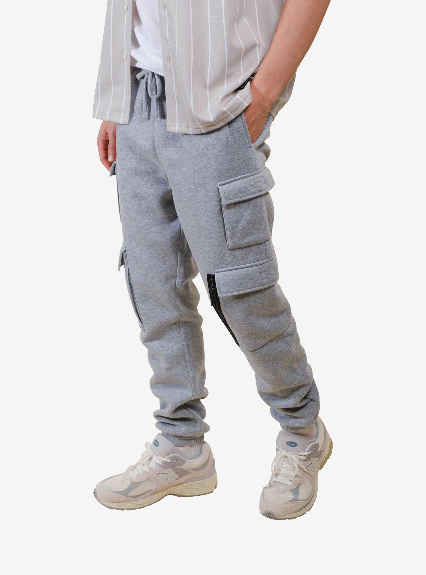 Heather Grey Fleece Utility Cargo Sweatpant, GREY, alternate