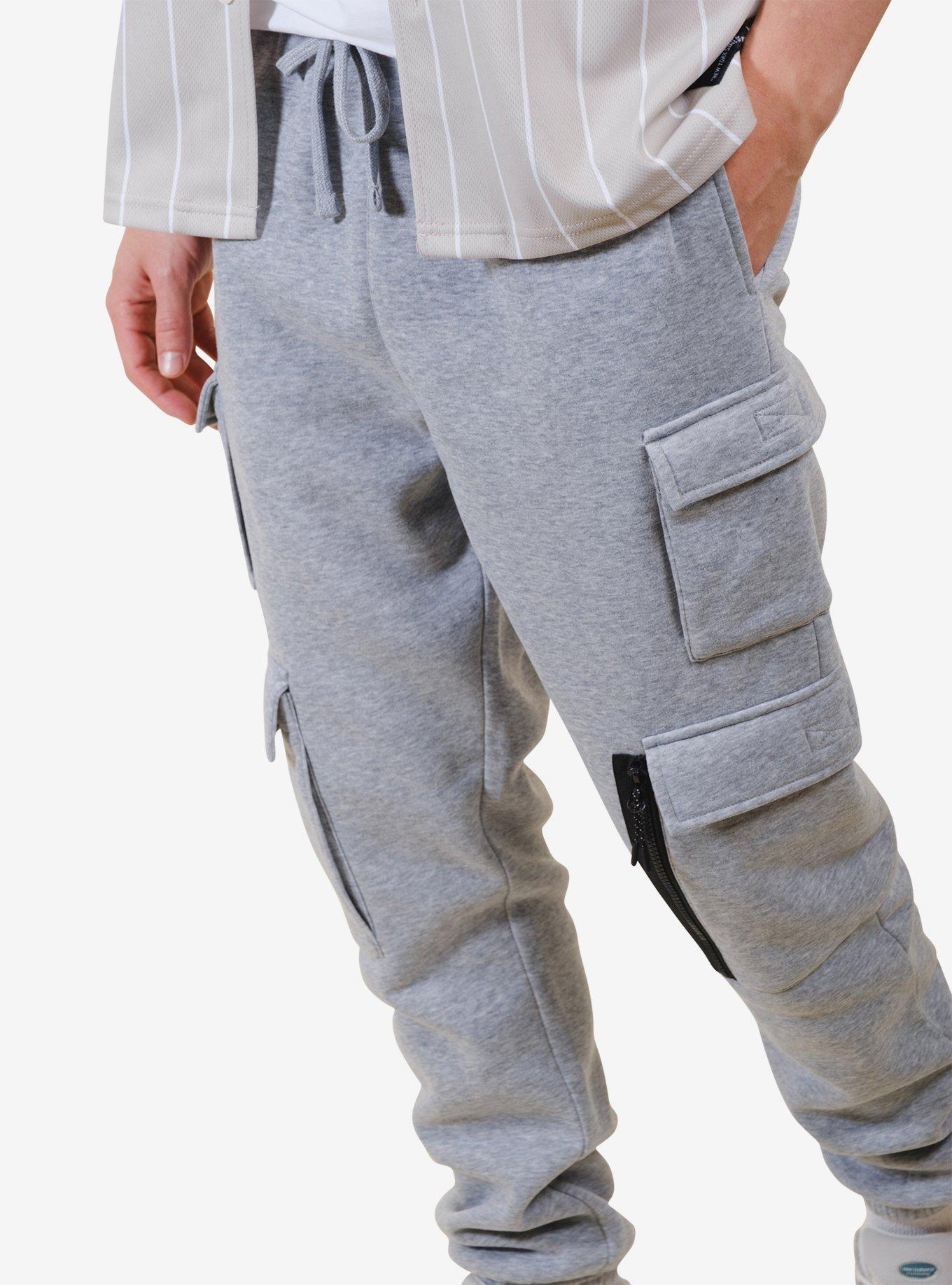 Heather Grey Fleece Utility Cargo Sweatpant, GREY, alternate
