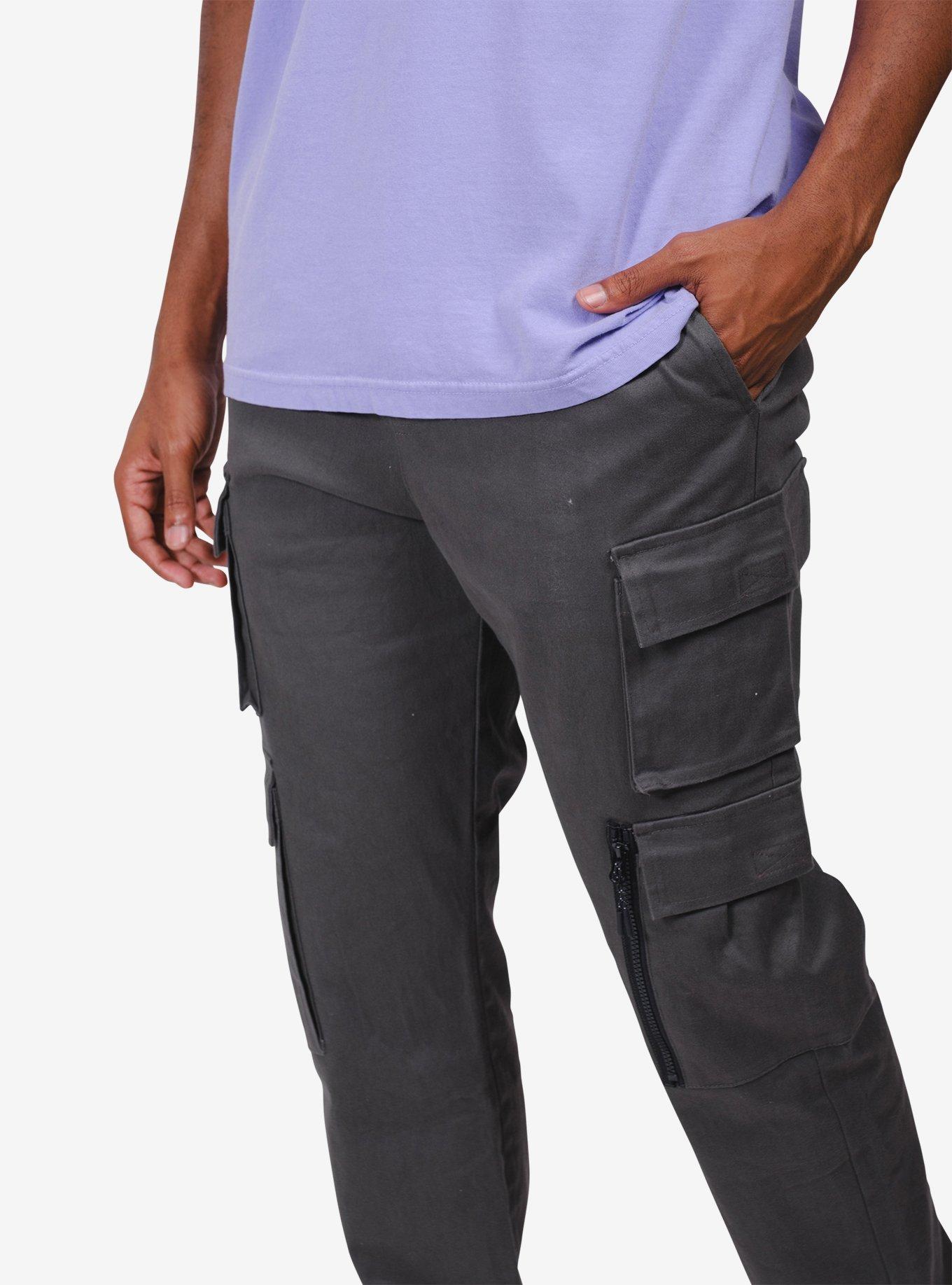 Charcoal Grey Stretch Twill Utility Pant, GREY, alternate