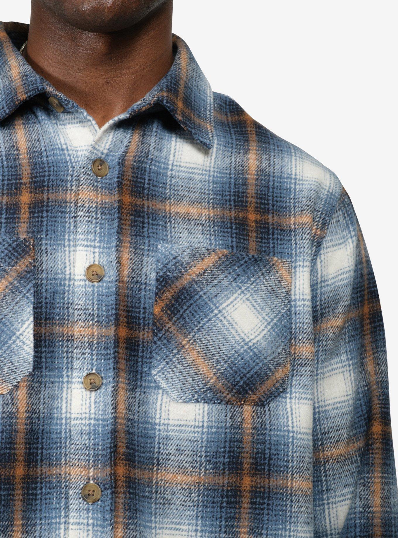 Blue Beige Check Heavy Flannel Shacket, BLUE, alternate