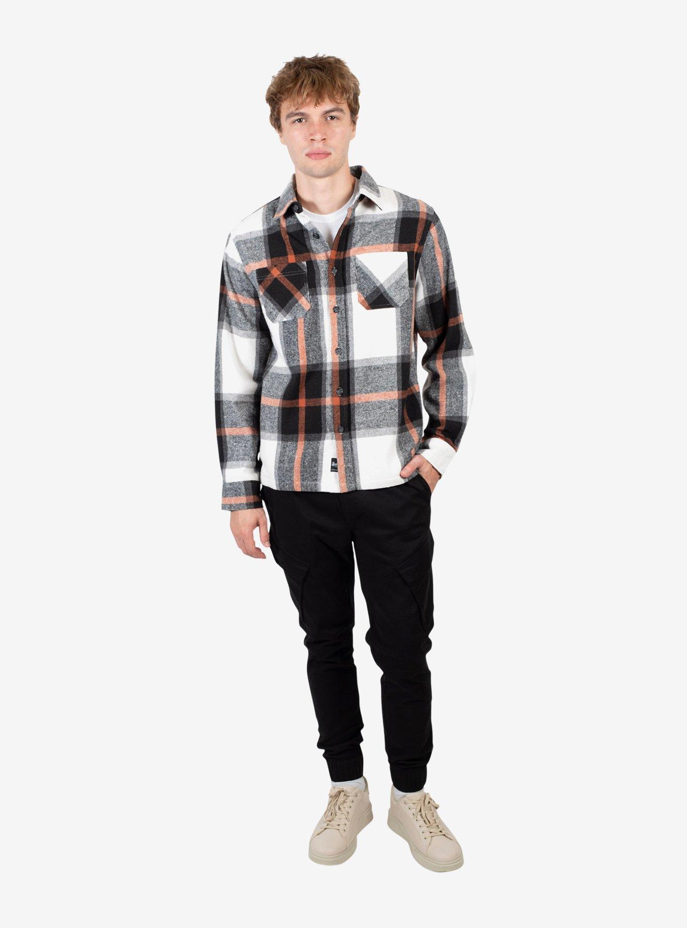 Black Cream Heavy Flannel Shacket, BLACK, alternate