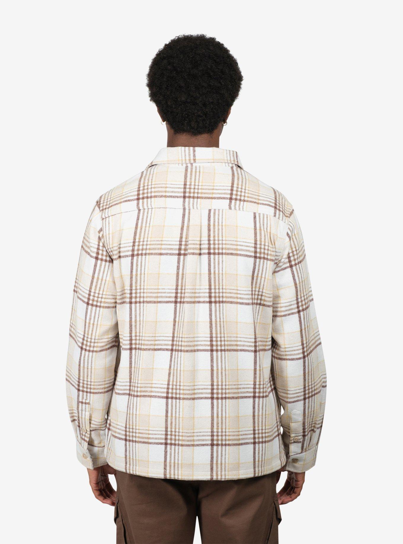 Cream Heavy Flannel Shacket, , hi-res