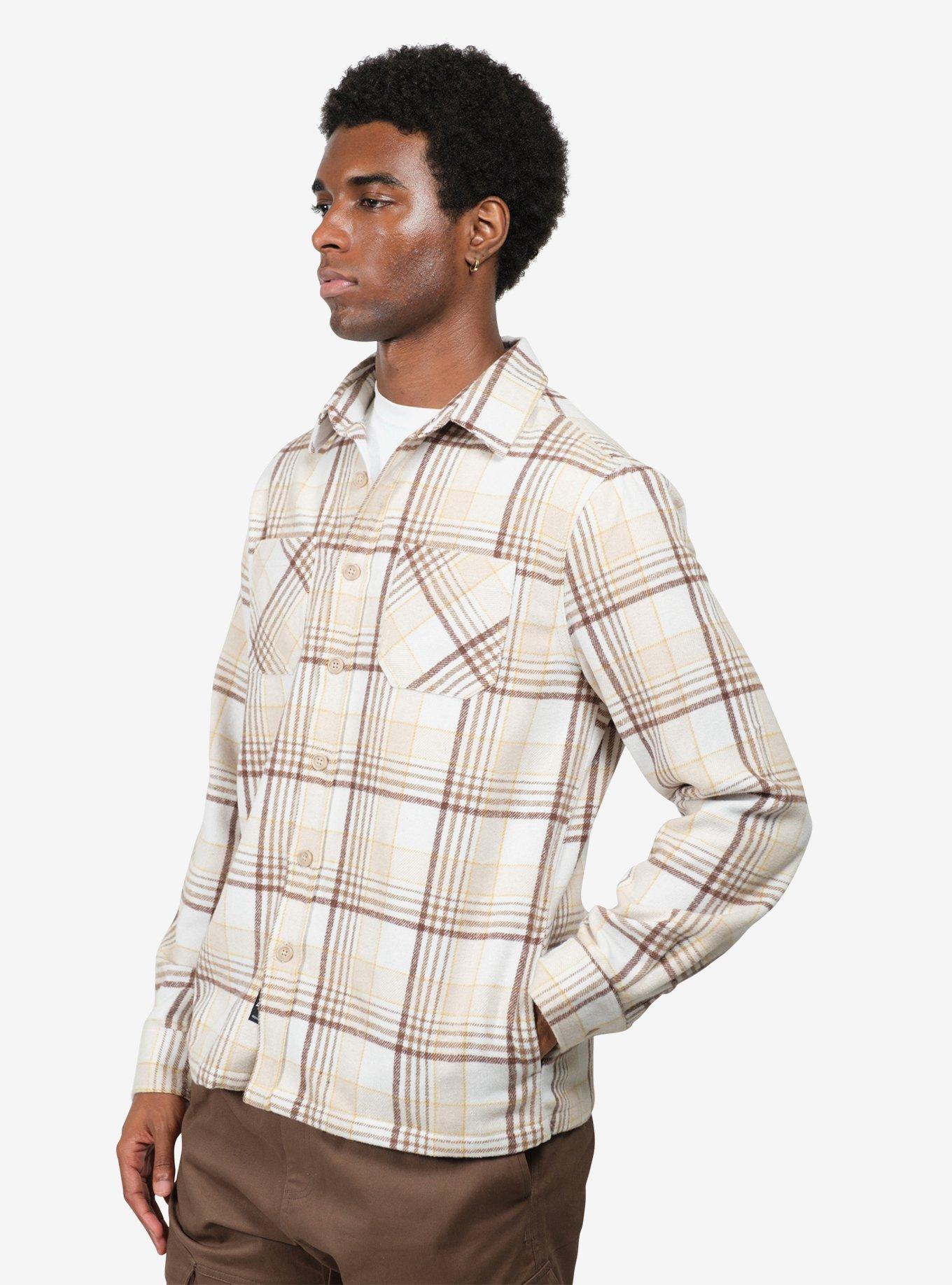 Cream Heavy Flannel Shacket, BRIGHT WHITE, alternate