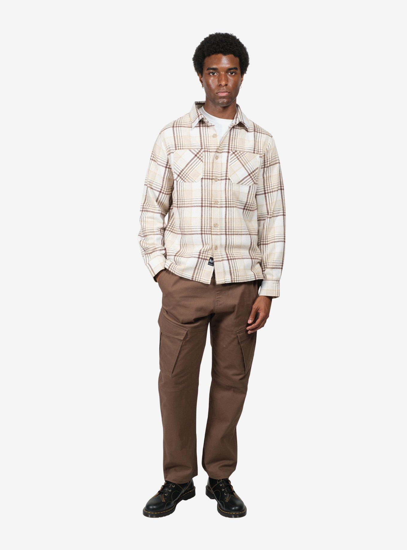 Cream Heavy Flannel Shacket, BRIGHT WHITE, alternate