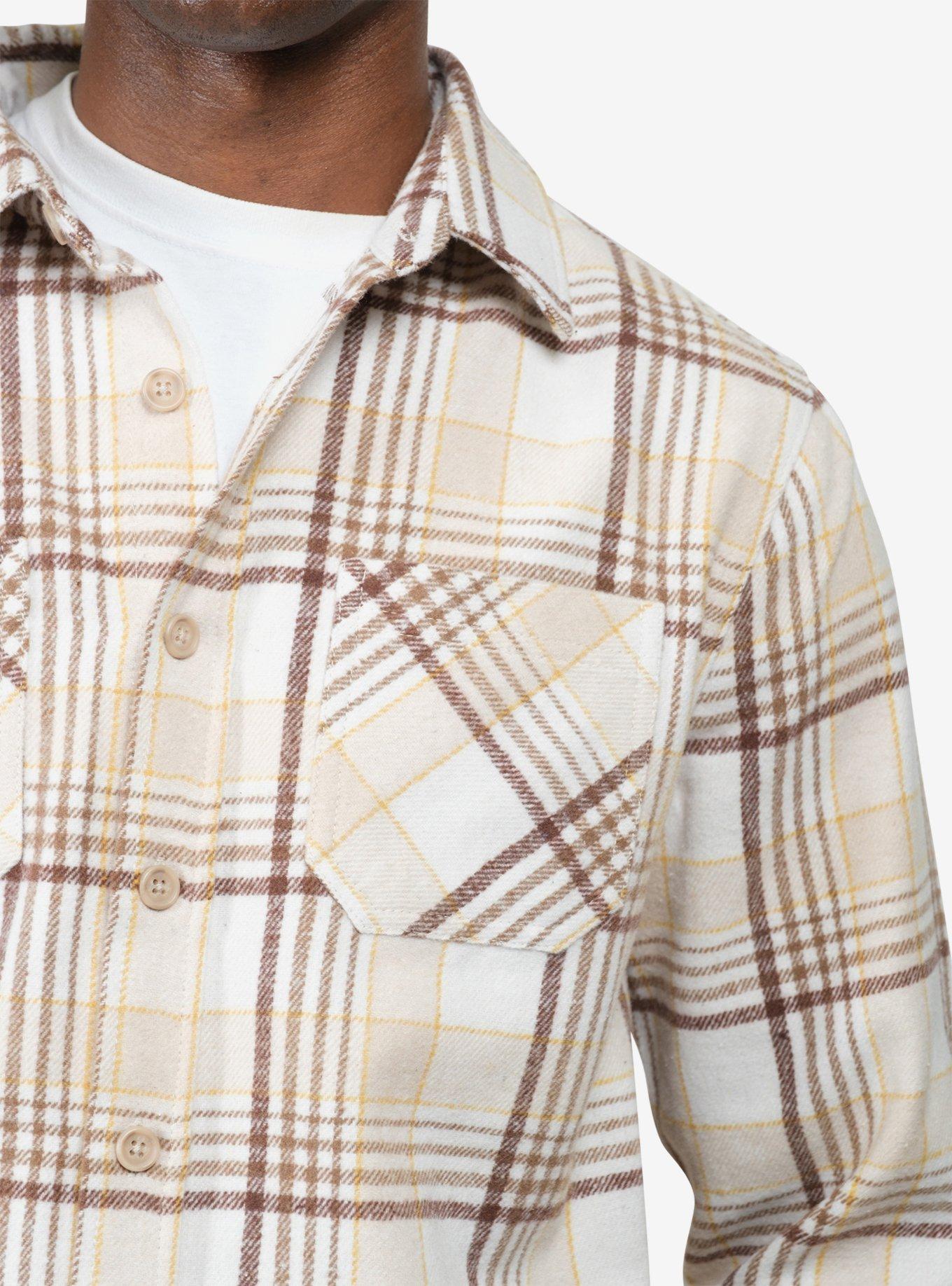 Cream Heavy Flannel Shacket, BRIGHT WHITE, alternate