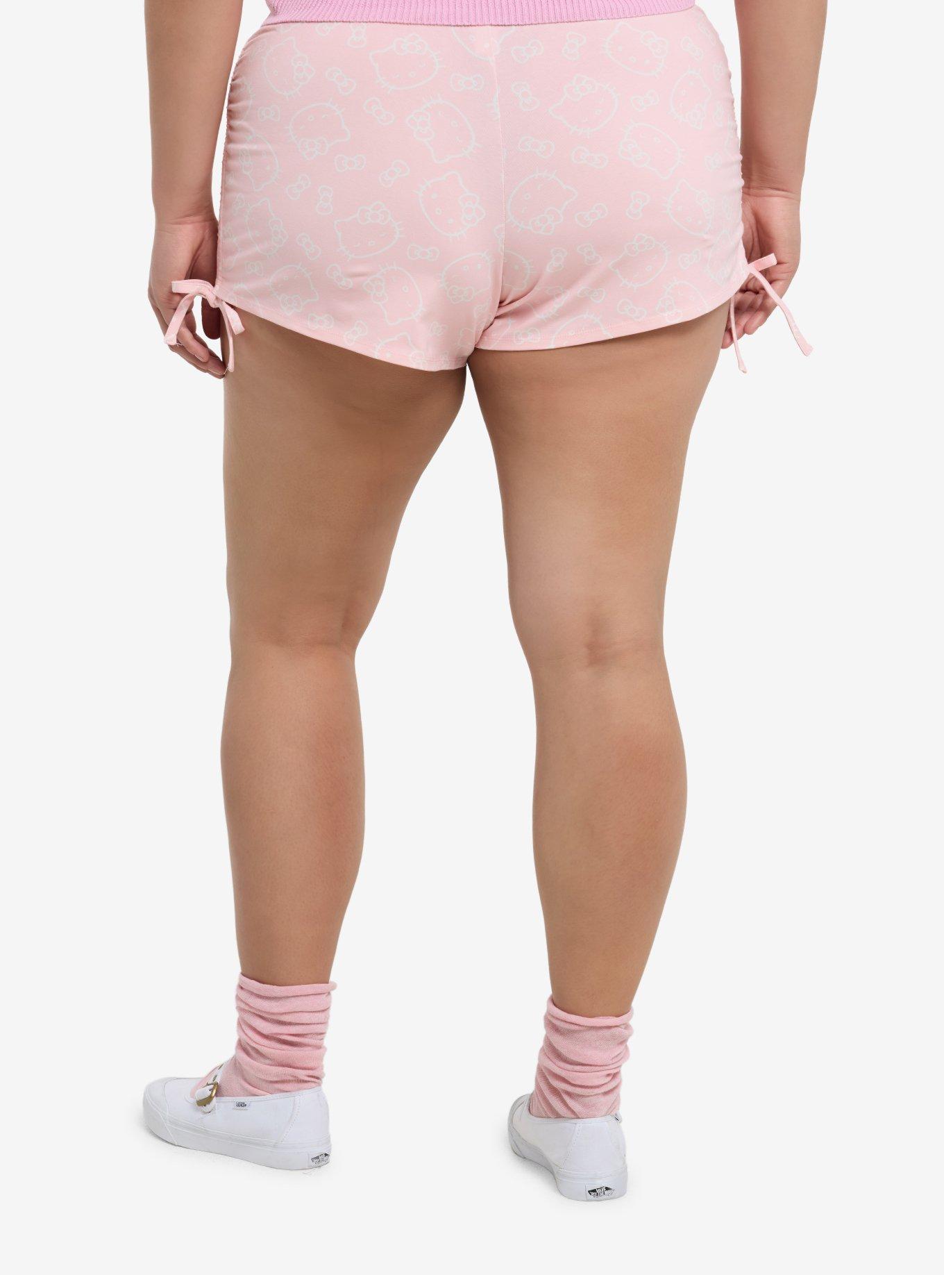 Hello Kitty Face Ruched Girls Boxing Shorts Plus Size, , hi-res