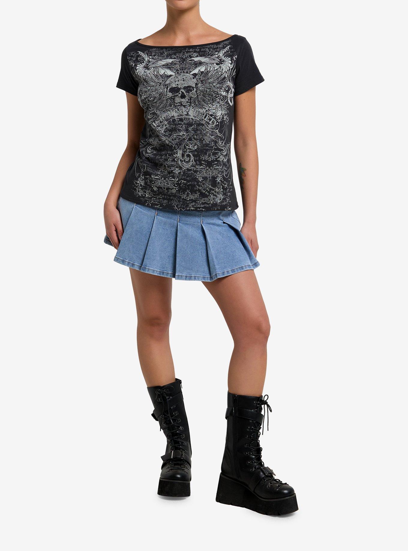 Winged Skull & Dragon Girls Boatneck Top, , hi-res