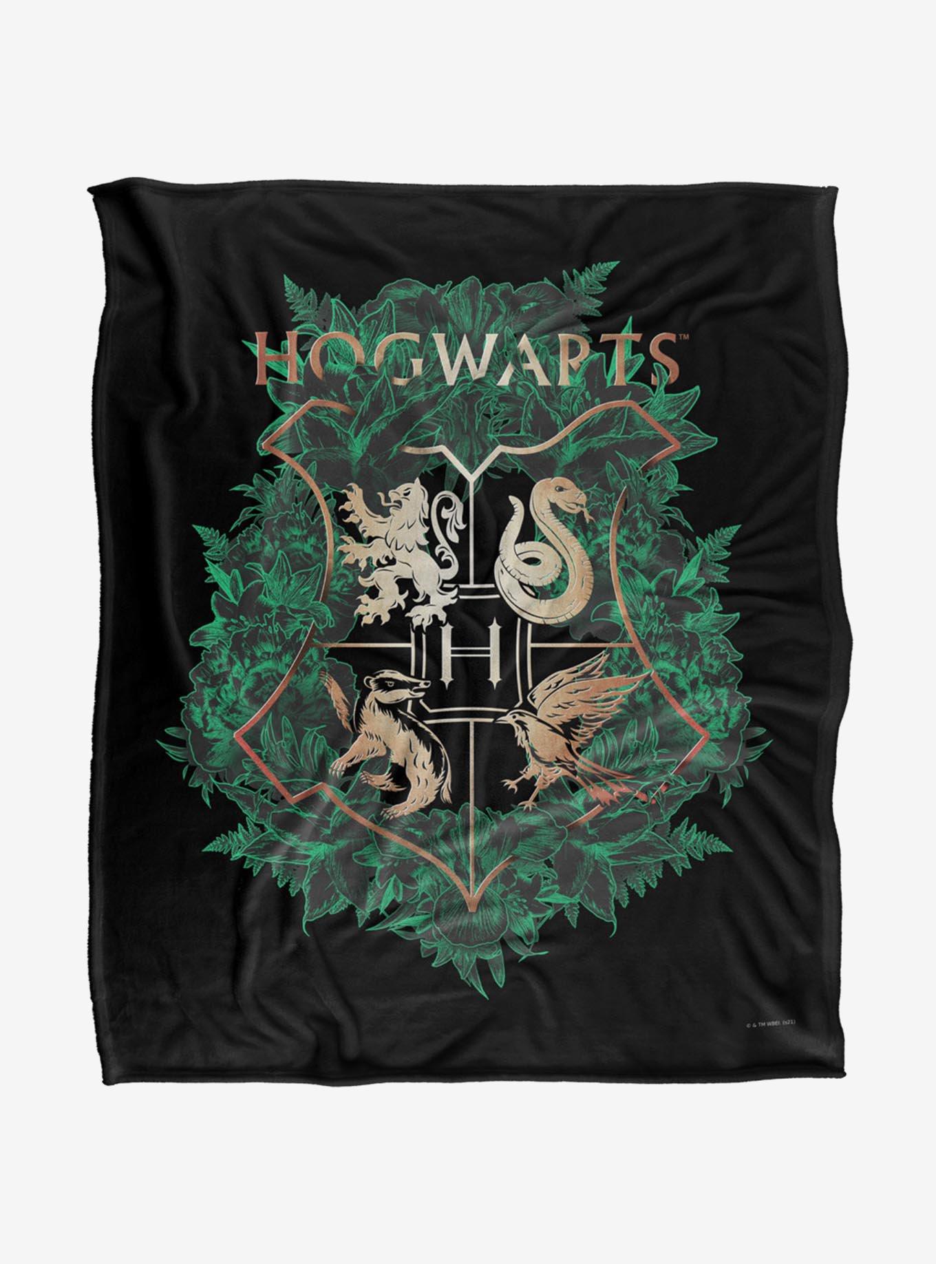 Harry Potter Hogwarts Floral Crest 50x60" Throw Blanket, , hi-res