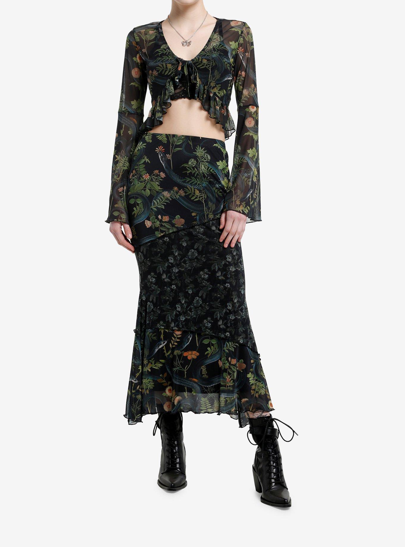 Cosmic Aura Snake Floral Bell Sleeve Shrug, , hi-res