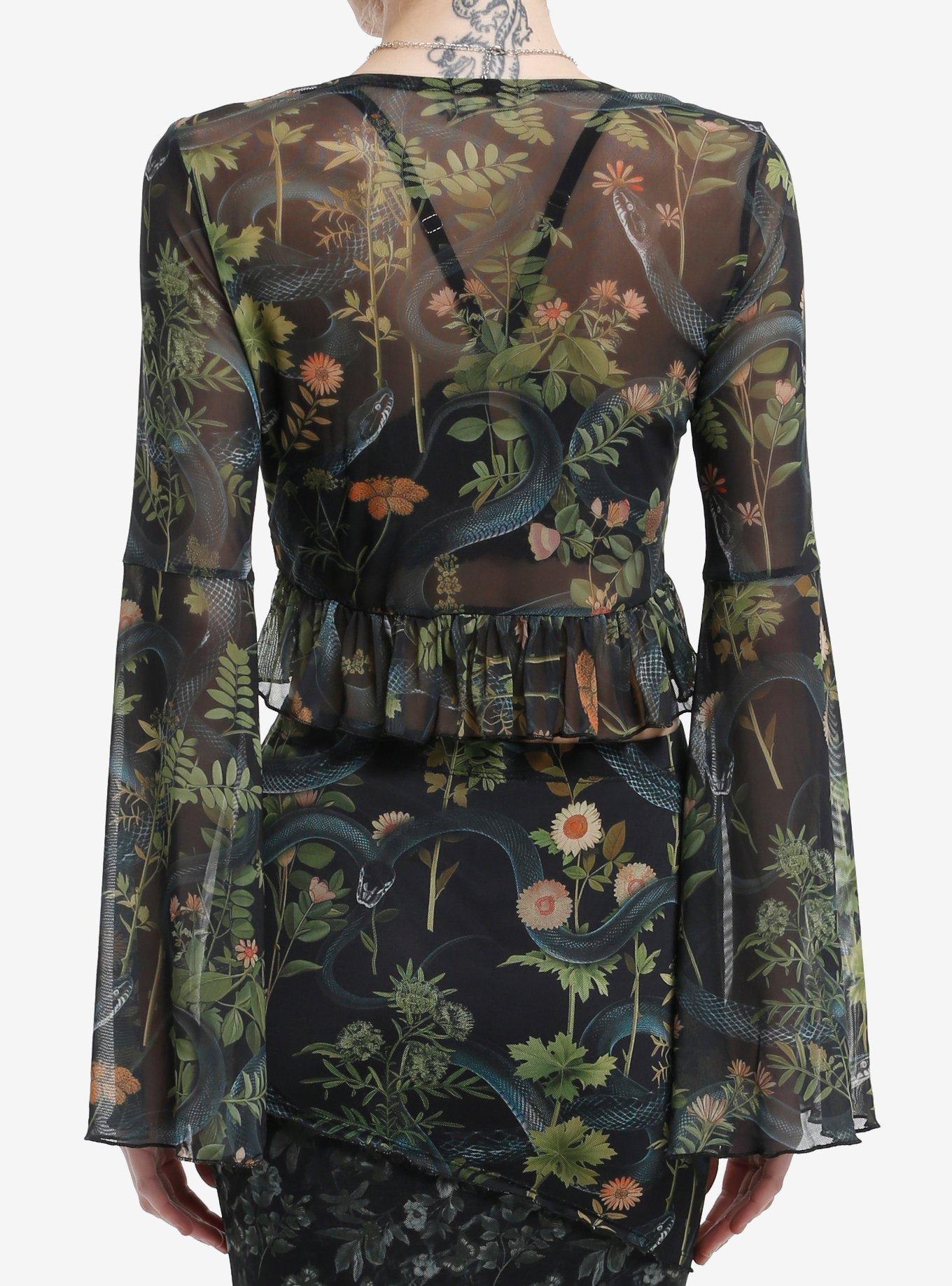 Cosmic Aura Snake Floral Bell Sleeve Shrug, MULTI, alternate