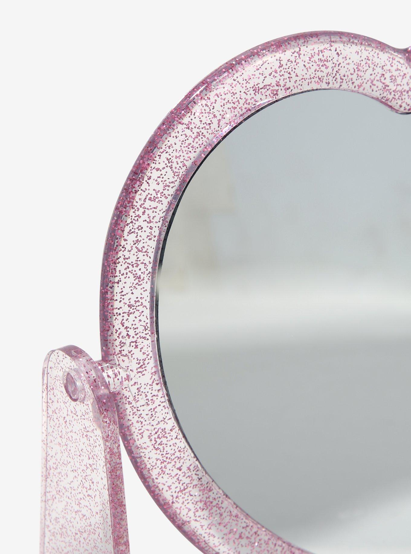 Pink Glitter Heart Magnifying Vanity Mirror, , alternate