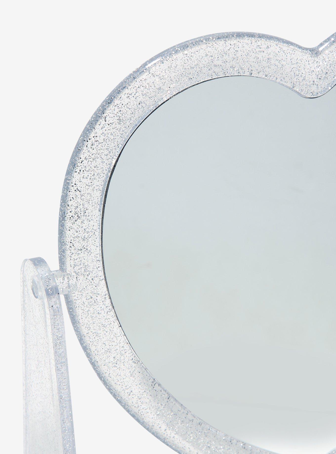 Silver Glitter Heart Magnifying Vanity Mirror, , alternate