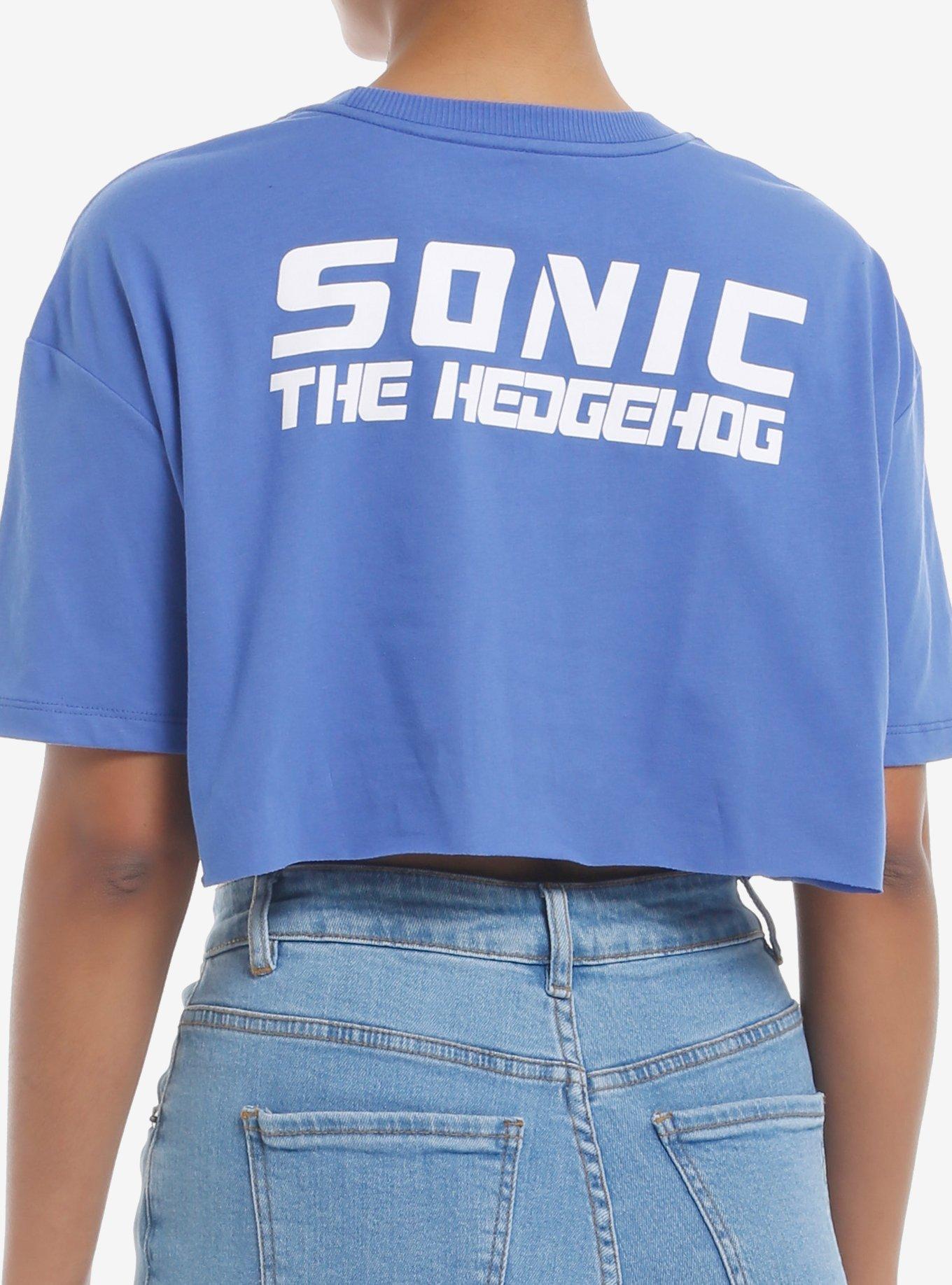 Sonic The Hedgehog Blue Checkered Girls Crop T-Shirt, , hi-res