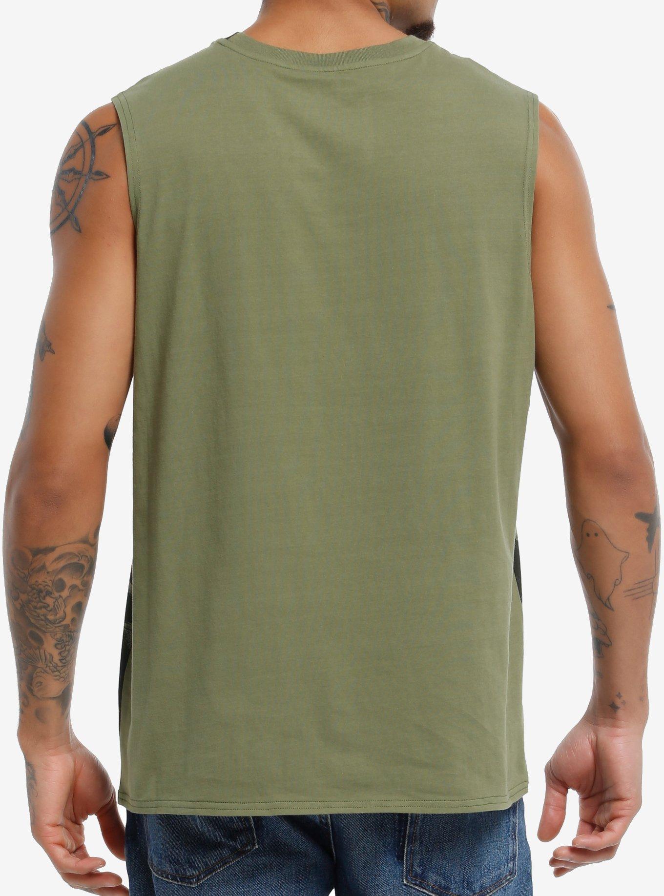 Sleep Token Rune Circle Muscle Tank Top, GREEN, alternate