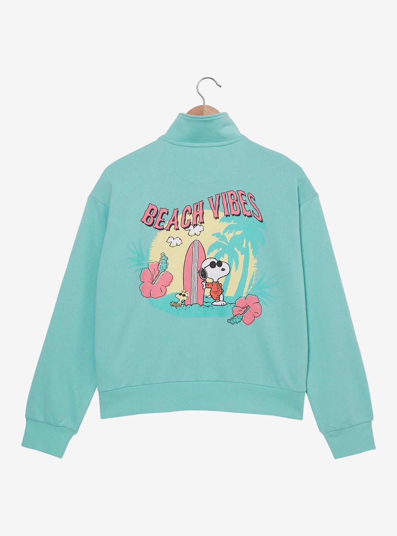 Peanuts Snoopy Joe Cool Surfing Women's Quarter Zip Crewneck - BoxLunch Exclusive, , hi-res