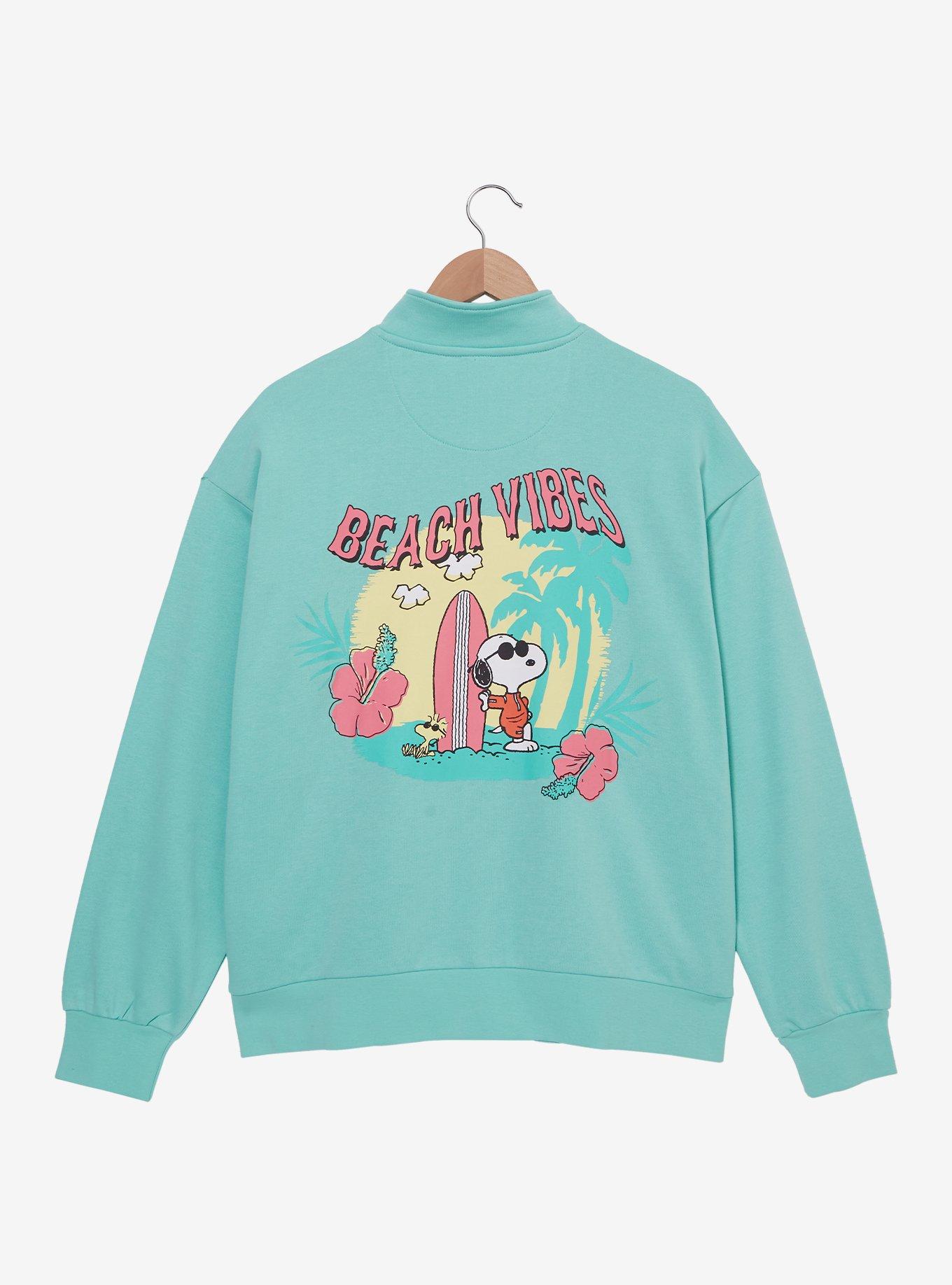 Peanuts Snoopy Joe Cool Surfing Women's Plus Quarter Zip Crewneck - BoxLunch Exclusive