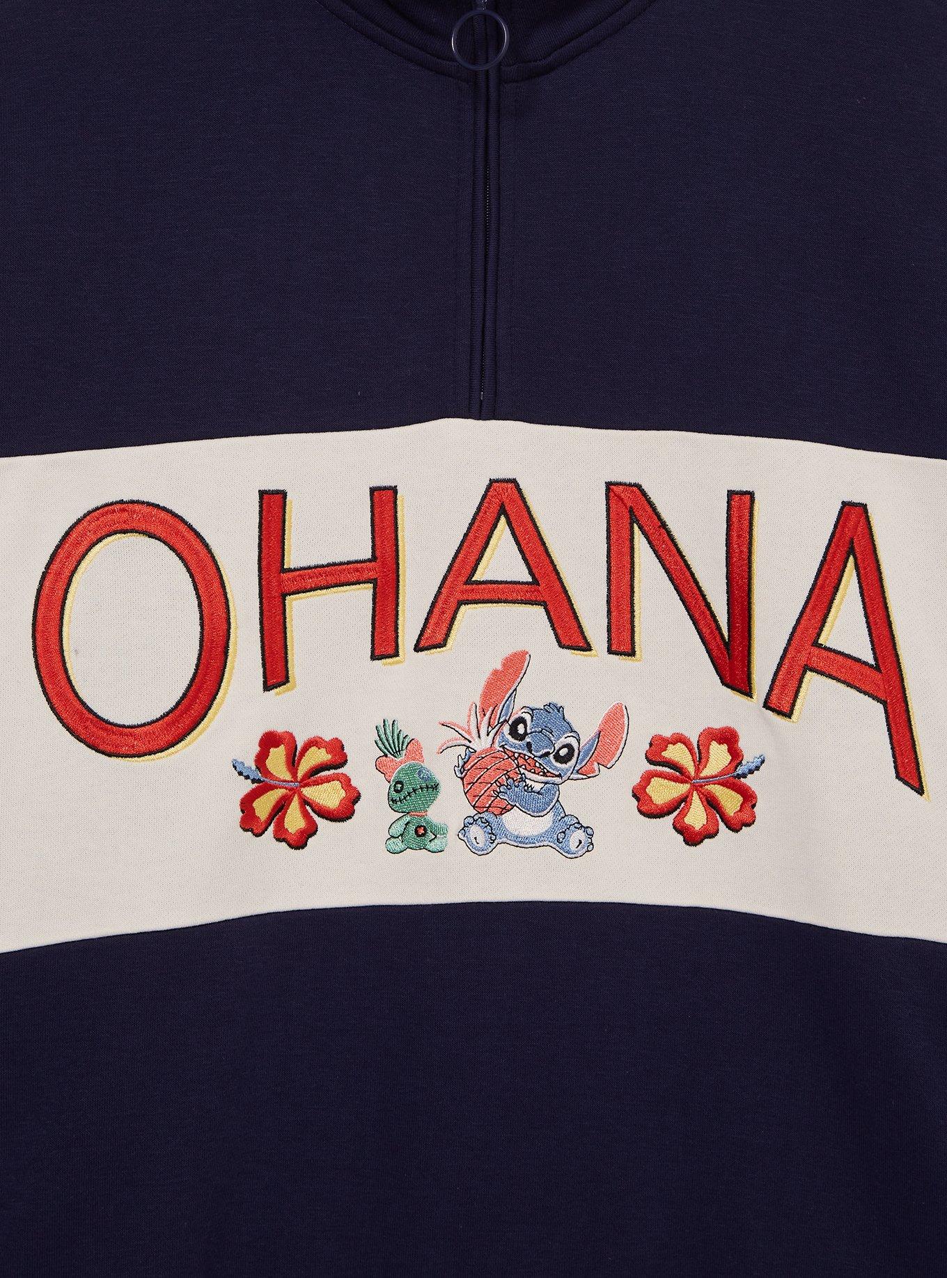 Disney Lilo & Stitch Ohana Surf's Up Women's Quarter Zip Sweatshirt — BoxLunch Exclusive, NAVY, alternate