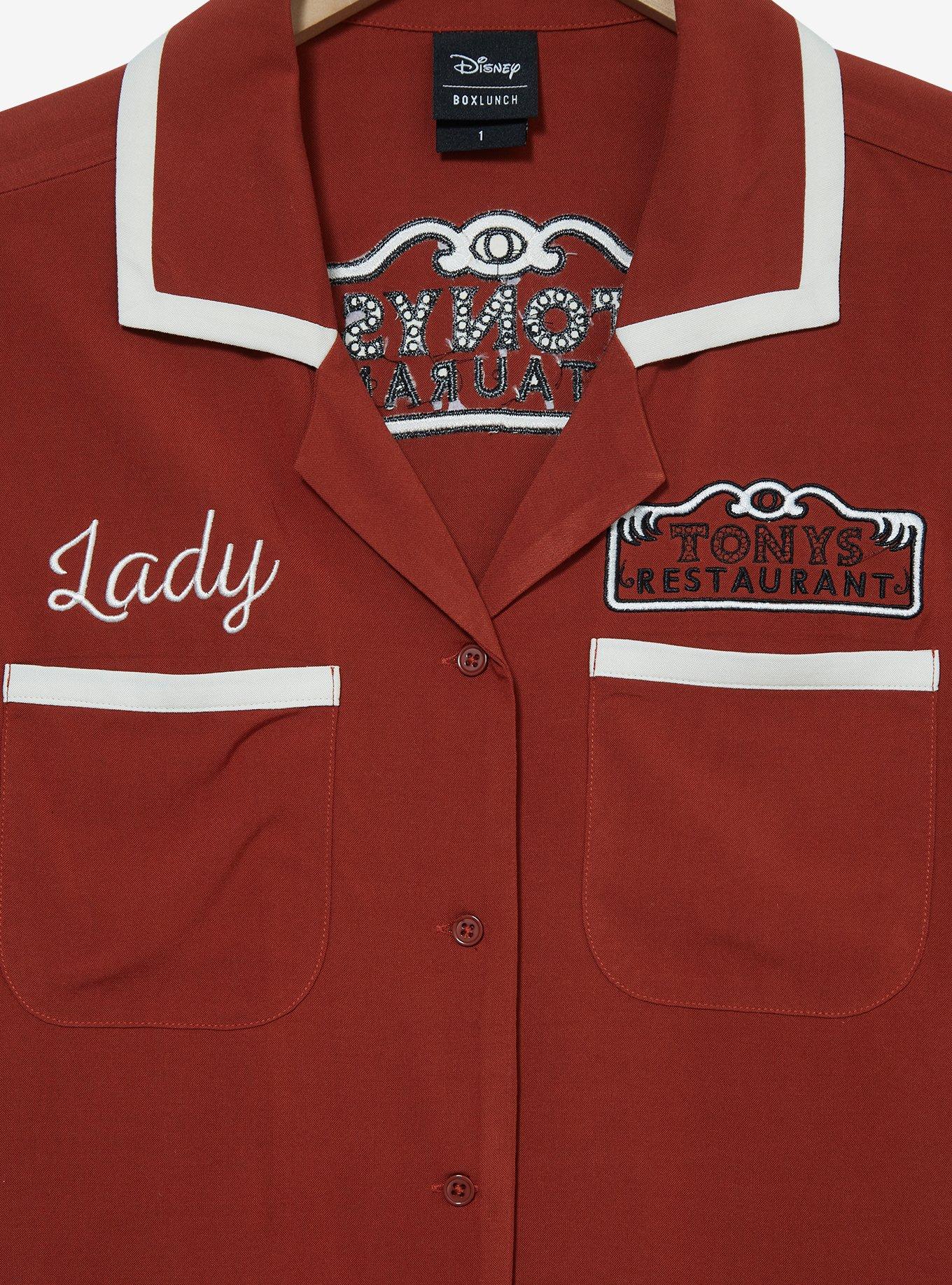 Disney Lady and the Tramp Tony's Restaurant Women's Plus Size Woven Button-Up — BoxLunch Exclusive, RED, alternate