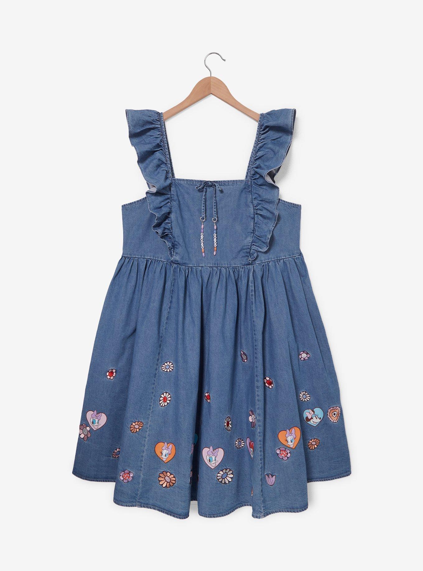 Disney Minnie & Daisy Floral Denim Plus Size Tank Dress — BoxLunch Exclusive, , hi-res