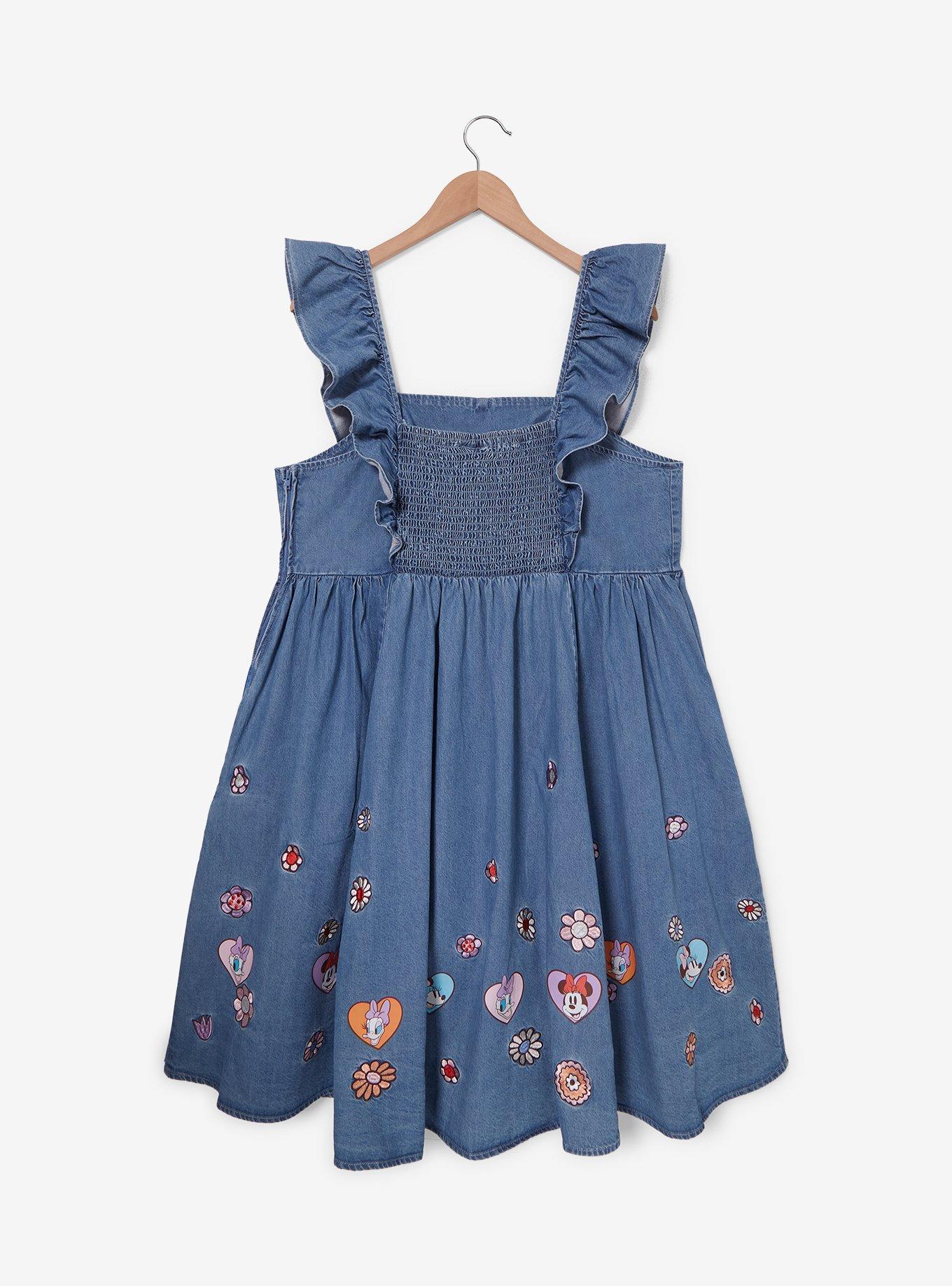 Disney Minnie & Daisy Floral Denim Plus Size Tank Dress — BoxLunch Exclusive, DENIM, alternate