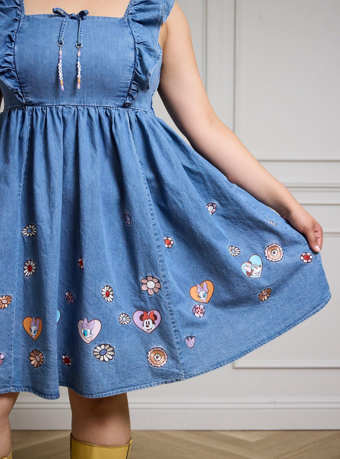 Disney Minnie & Daisy Floral Denim Plus Size Tank Dress — BoxLunch Exclusive, DENIM, alternate