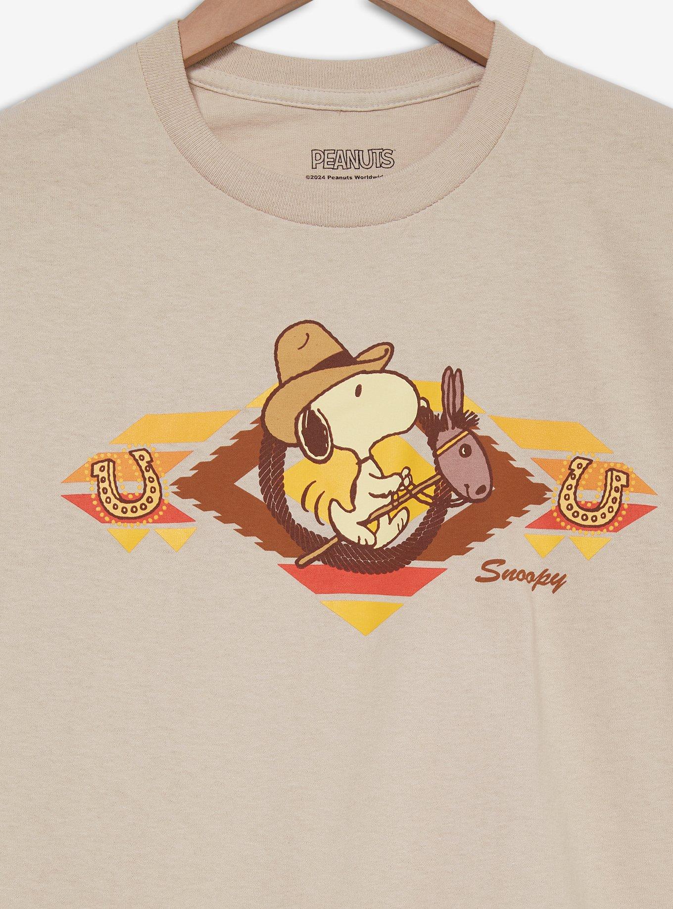 Peanuts Snoopy Cowboy Western Pattern Women's Cropped T-Shirt, , hi-res