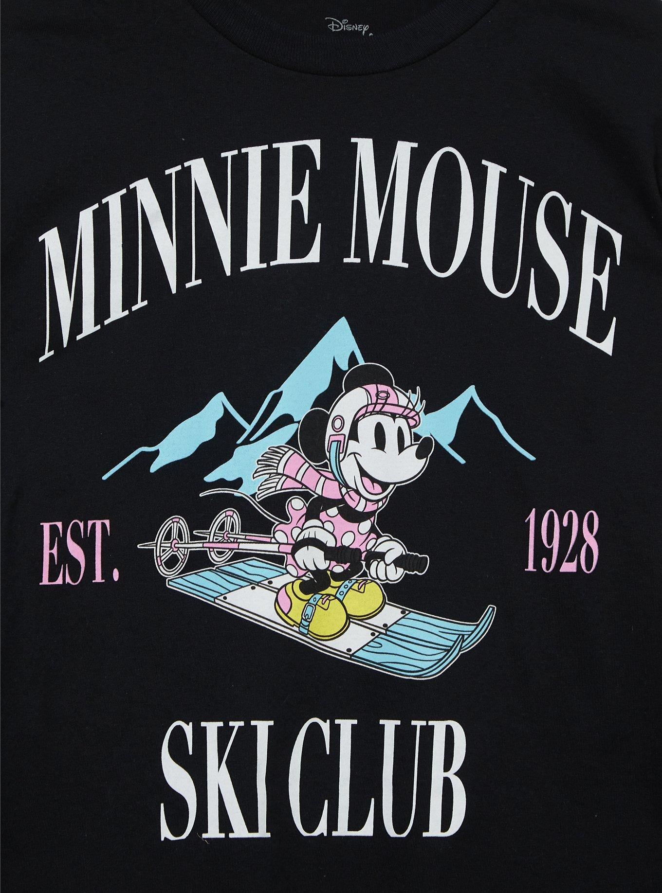 Disney Minnie Mouse Ski Club Women's Cropped Long Sleeve T-Shirt - BoxLunch Exclusive, BLACK, alternate
