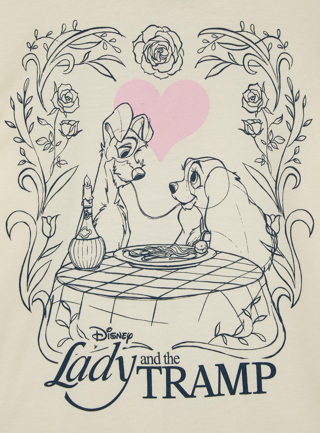 Disney Lady and the Tramp Spaghetti Dinner Cropped Women's T-Shirt, , hi-res