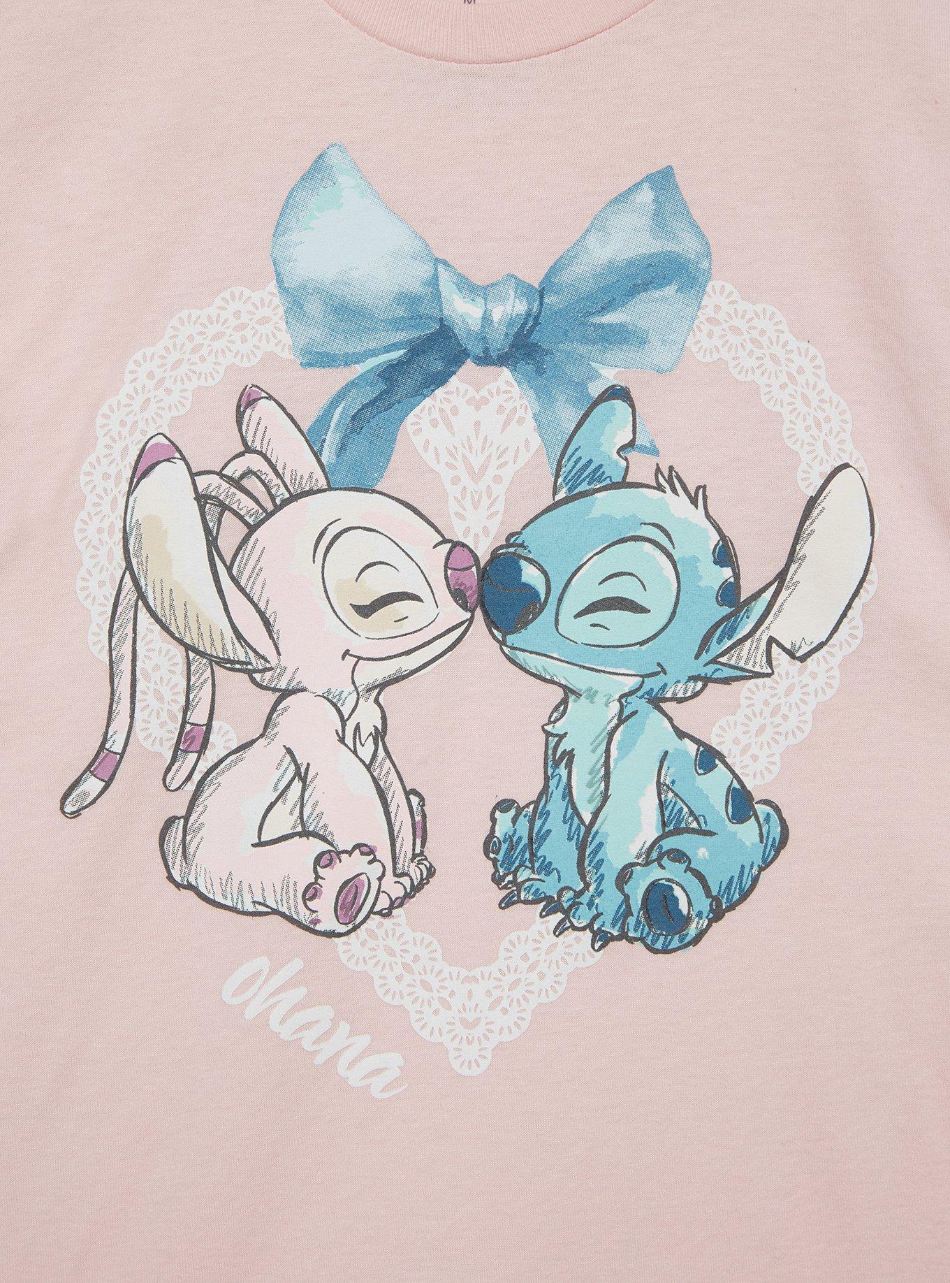 Disney Lilo & Stitch Angel & Stitch Women's Cropped T-Shirt, LIGHT PINK, alternate