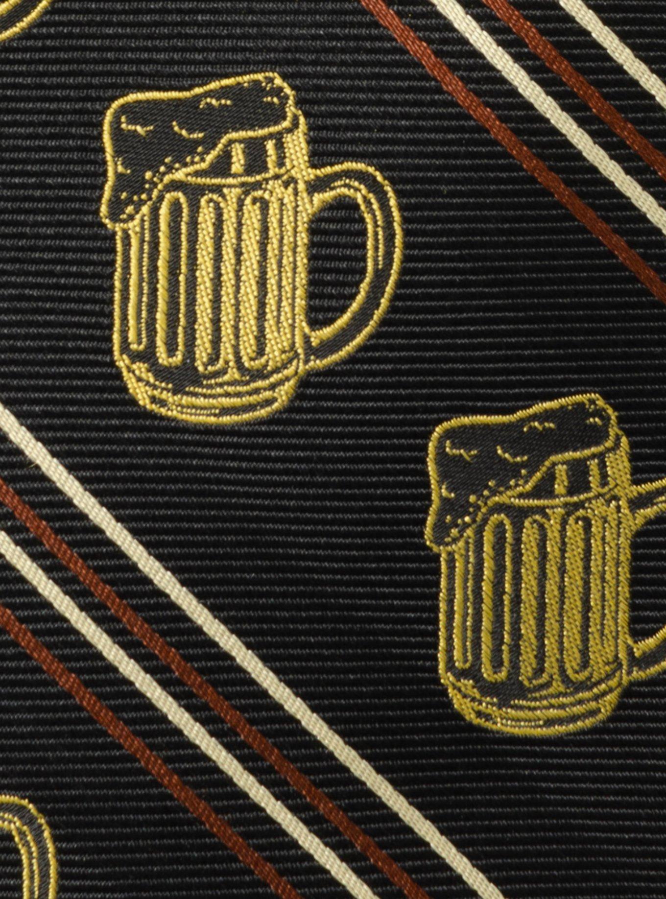 Beer Aficionado Black Striped Silk Blend Tie, , alternate